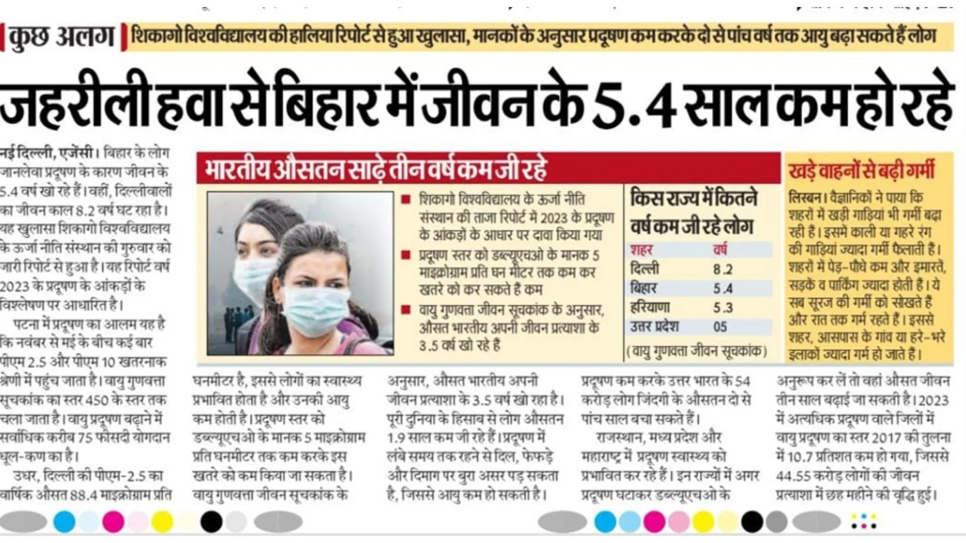 जहरीली हवा से बिहार में जीवन के 5.4 साल कम हो रहे