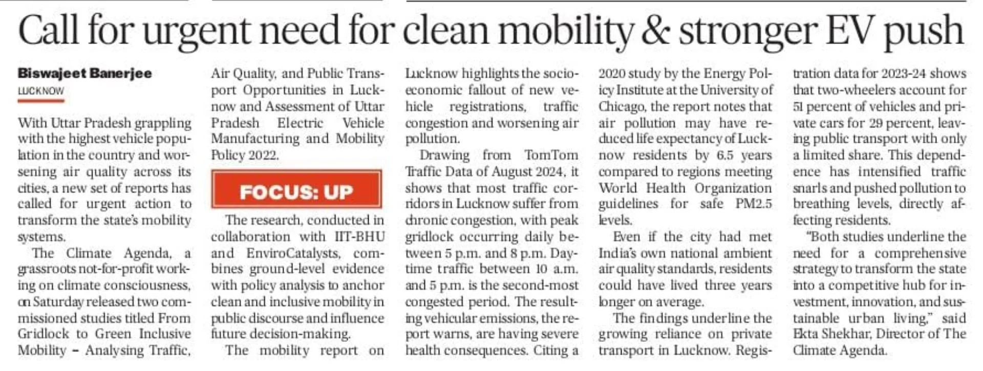 Call for urgent need for clean mobility and stronger EV push
