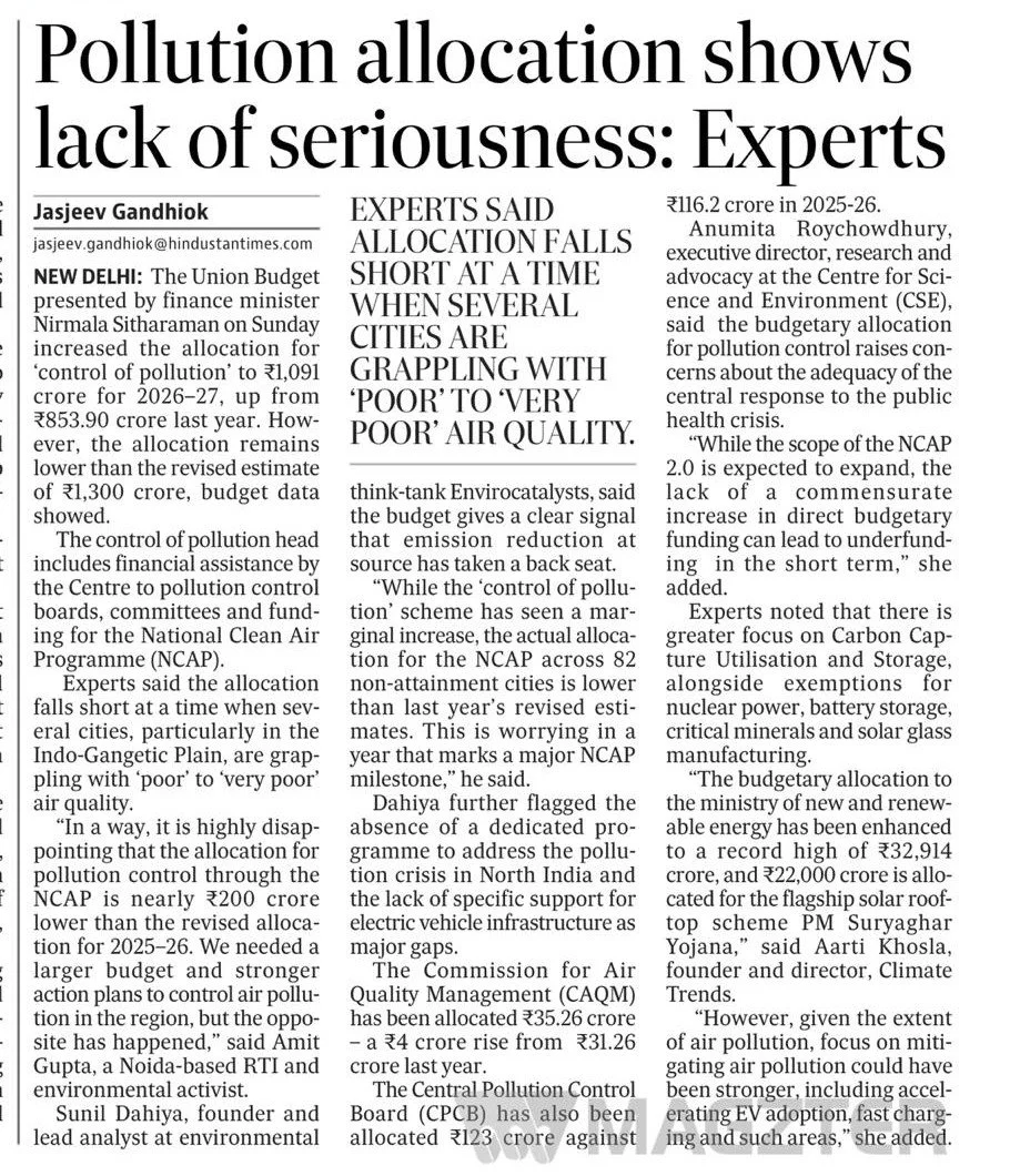 Pollution allocation shows lack of seriousness: Experts