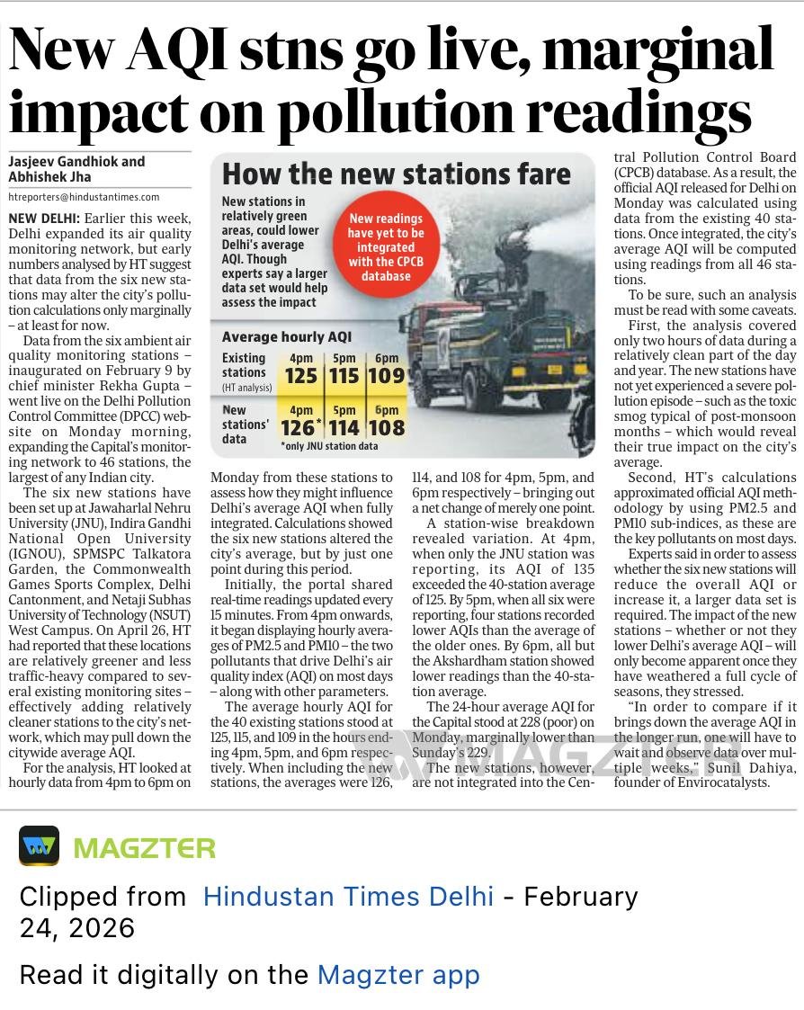 New air monitoring stns goes live in Delhi, marginal impact on pollution readings
