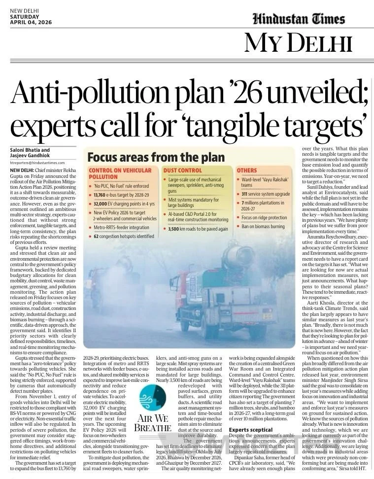 Delhi unveils anti-air pollution plan for 2026; experts seek 'tangible targets'