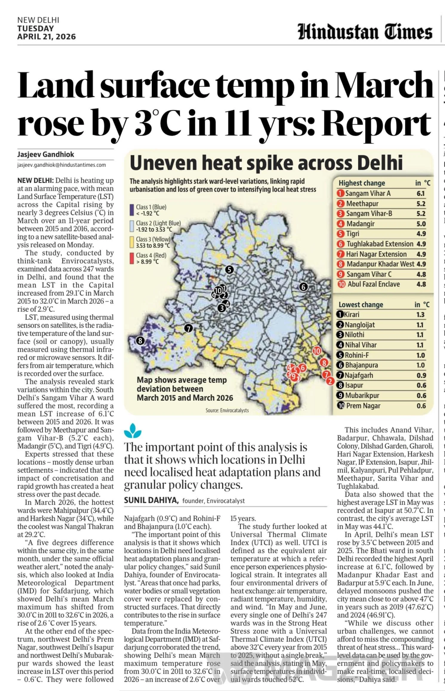 Land surface temperature in March rose by 3°C in 11 years: Report