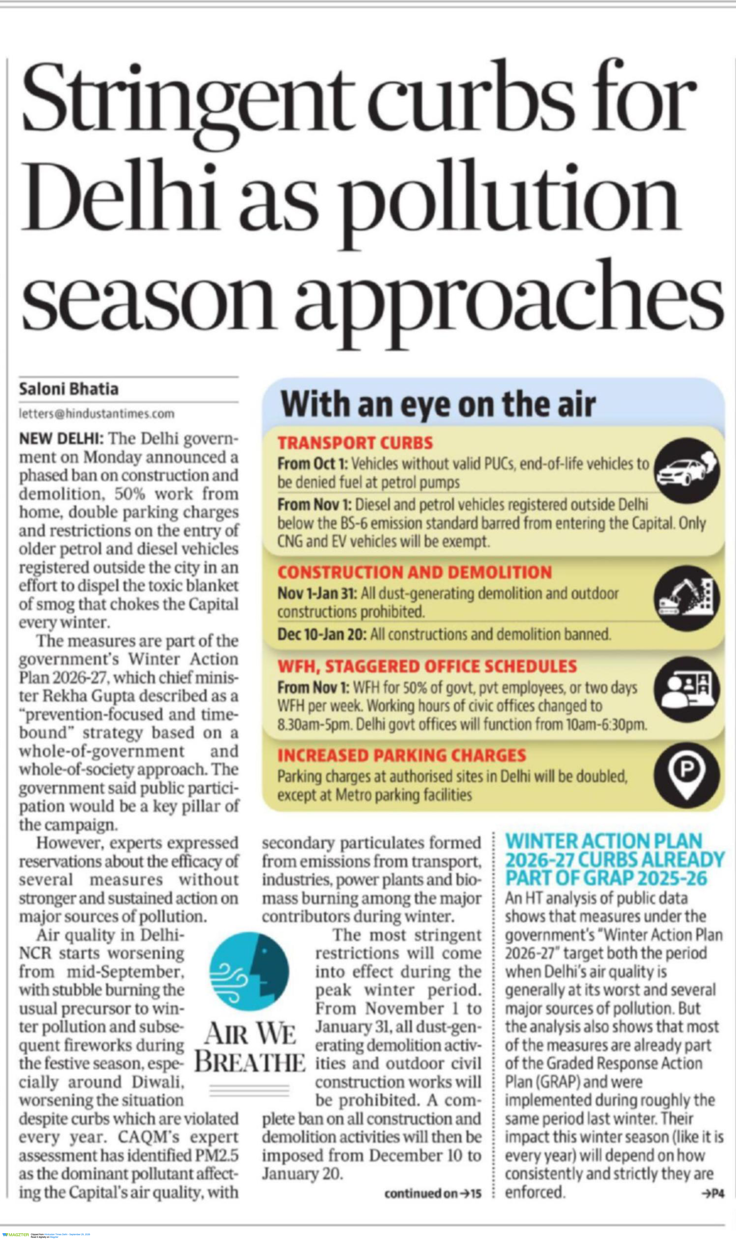 Stringent curbs for Delhi as pollution season approaches