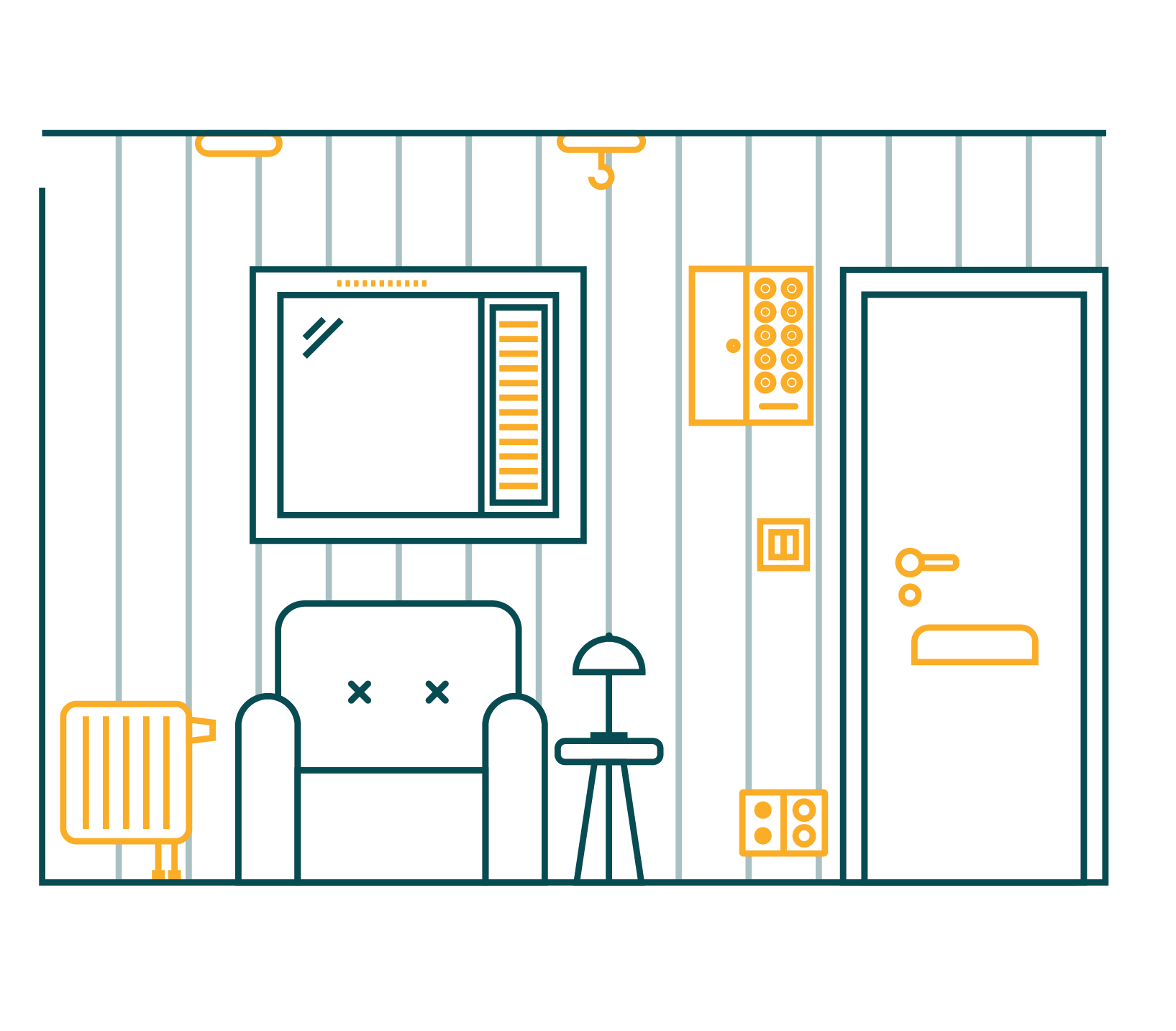 Graafinen kuvitus huoneesta