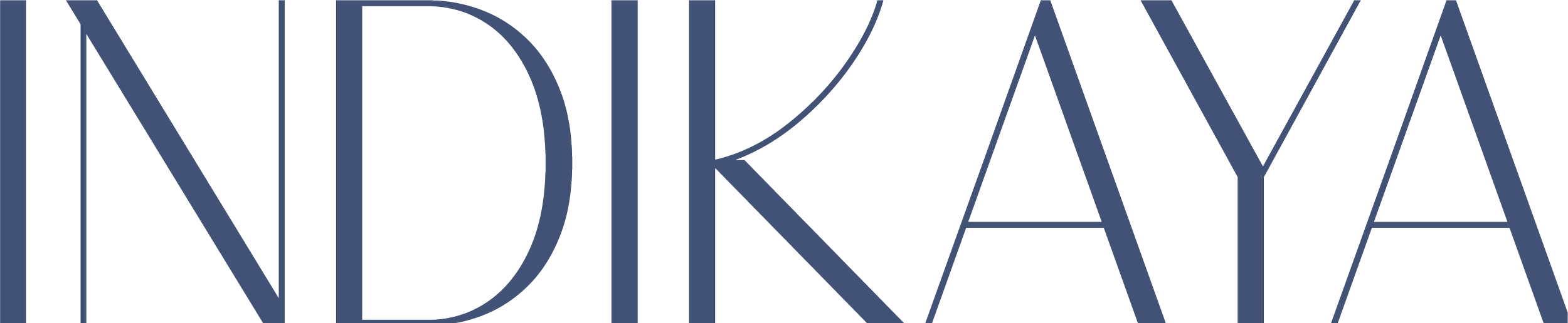 Mooie, lijntekeningen letters in donkerblauwe kleur die het woord 'NDIKAYA' vormen.