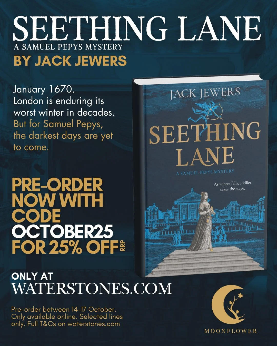 🎭 Samuel Pepys is BACK in the new mystery from @jackjewers &ndash; and this time he's going undercover. Investigating a brutal double murder leads him to in the glamorous yet unexpectedly dangerous world of the Drury Lane theatre. Pre-order now usin