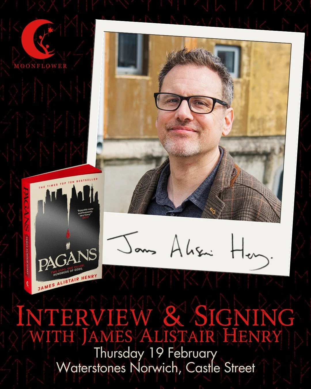 The lovely @james521henry may be popping up at a bookshop near you early next year in the run up to the release of his Times top 10 bestseller PAGANS in paperback. First confirmed, a visit to @norwichstones where he'll be chatting to manager Ben abou