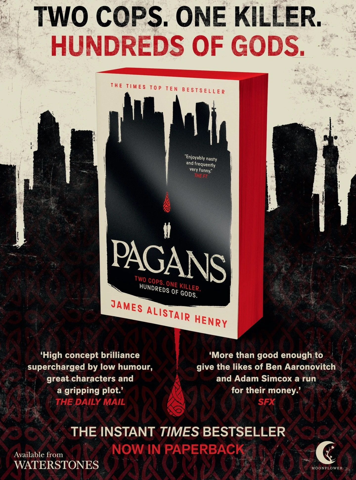 The @waterstones exclusive paperback of Pagans by @james521henry is a limited edition, and a little bird tells us that stocks are going fast &ndash; so if you want shiny foil, red spredges, a sneak peek of the sequel *and* a bonus short story, you'll