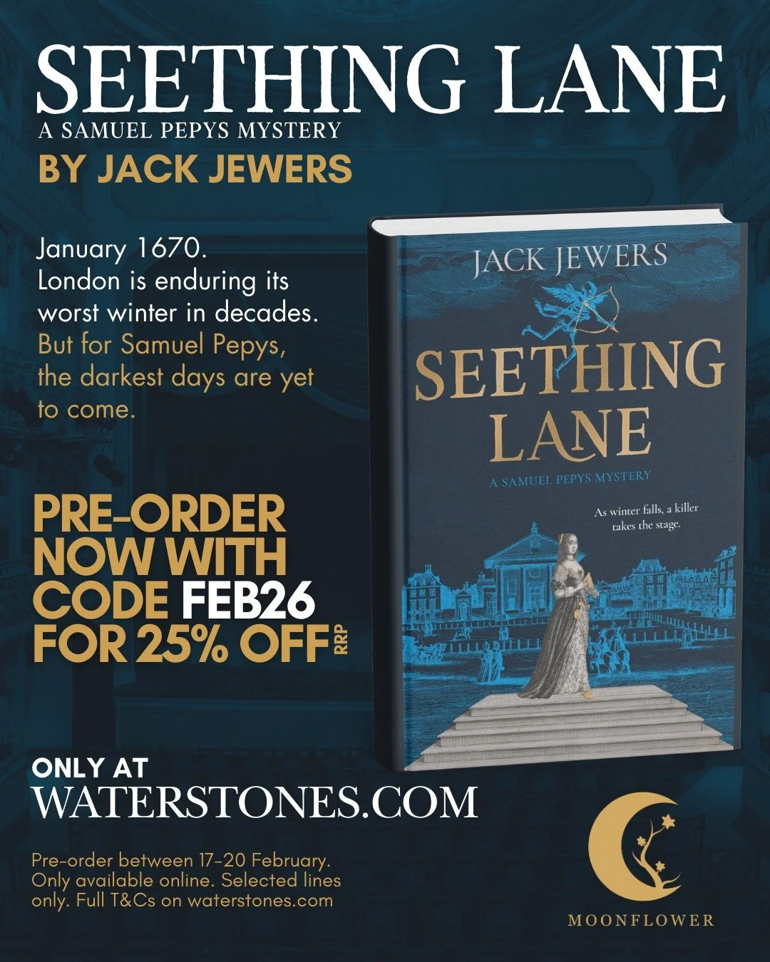 From flirting with Nell Gwyn at Drury Lane theatre to discovering a trail of dark secrets starting from a gruesome crime scene, our Samuel Pepys is back for more adventures in @jackjewers' new novel, Seething Lane. Preorder now for 25% off! Link in b
