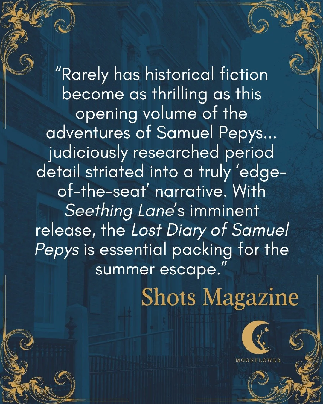 With the next instalment, Seething Lane, coming in September, the lovely @alichemist007 at Shots Magazine has reviewed the first book in the series, The Lost Diary Of Samuel Pepys and dubbed it "essential". Hooray! You can order it (or pre-