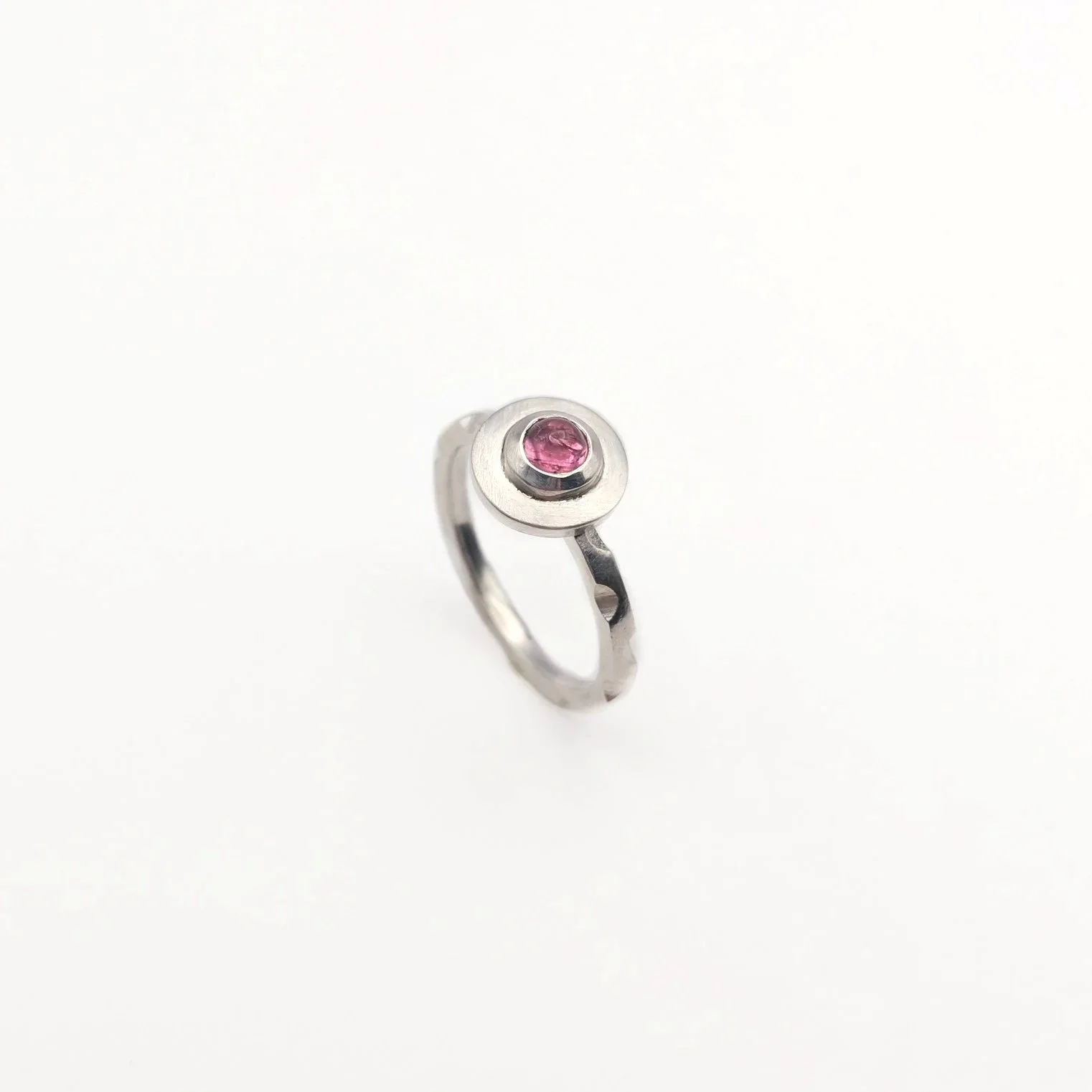 Pink Tourmaline Astral Ring w/ Silver Disk