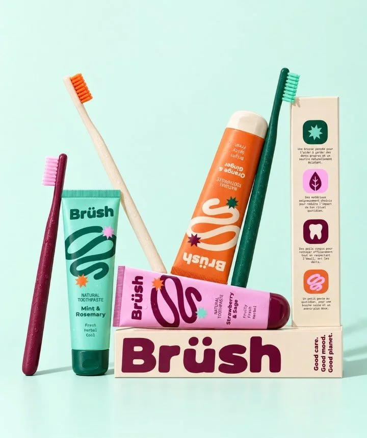 Br&uuml;sh est une marque de soins dentaires qui r&eacute;invente la routine quotidienne avec une approche plus color&eacute;e, fun et responsable. 🪥✨

Entre design p&eacute;tillant, formules naturelles et mat&eacute;riaux pens&eacute;s avec soin, B