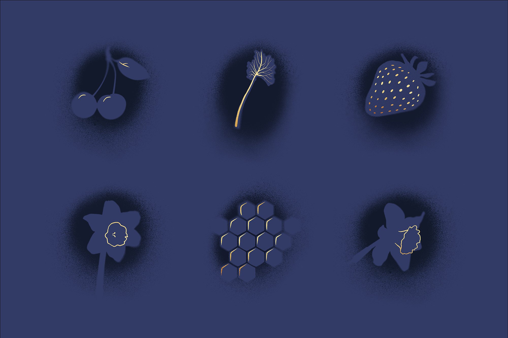 Six Annabel's Deliciously British assets, designed by Bolter Design