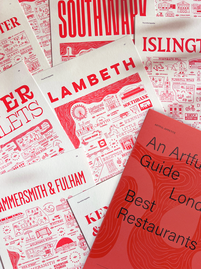 A detailed view of Bolter Design's Artful Appetite restaurant cards