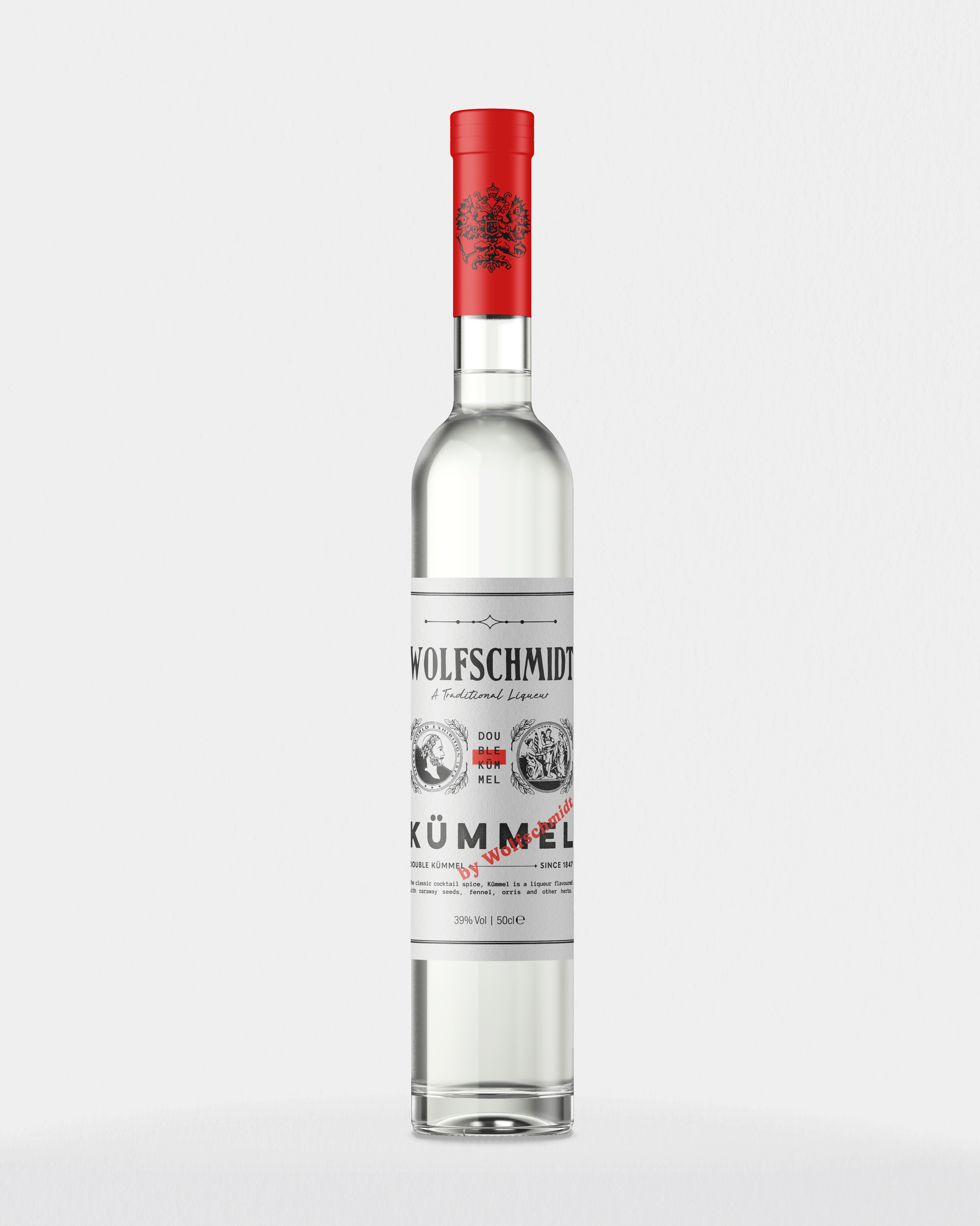 Wolfschmidt Kummel bottle, designed by Bolter Design