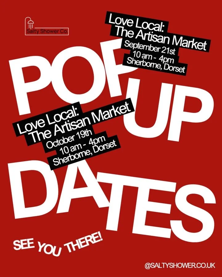 🌊✨ Exciting news, Salty Family! Join us at the Artisan Market in Sherborne this weekend for a special pop-up stall from Salty Shower Co! 🛁💧

We&rsquo;ve got a fabulous range of handmade products that will elevate your self care rituals 🧘 there&rs