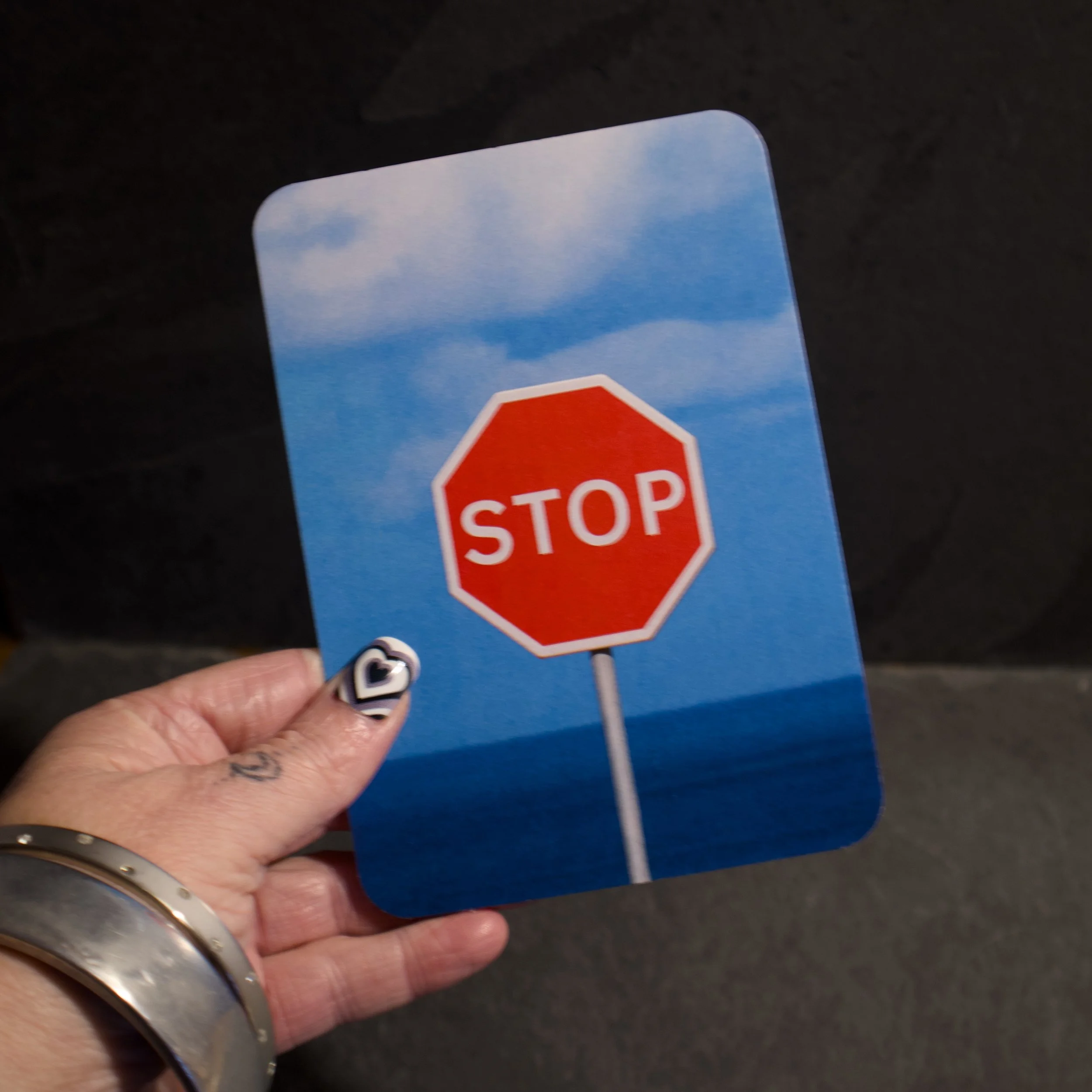 Just STOP! Interesting photograph of a red STOP sign- Salty Note