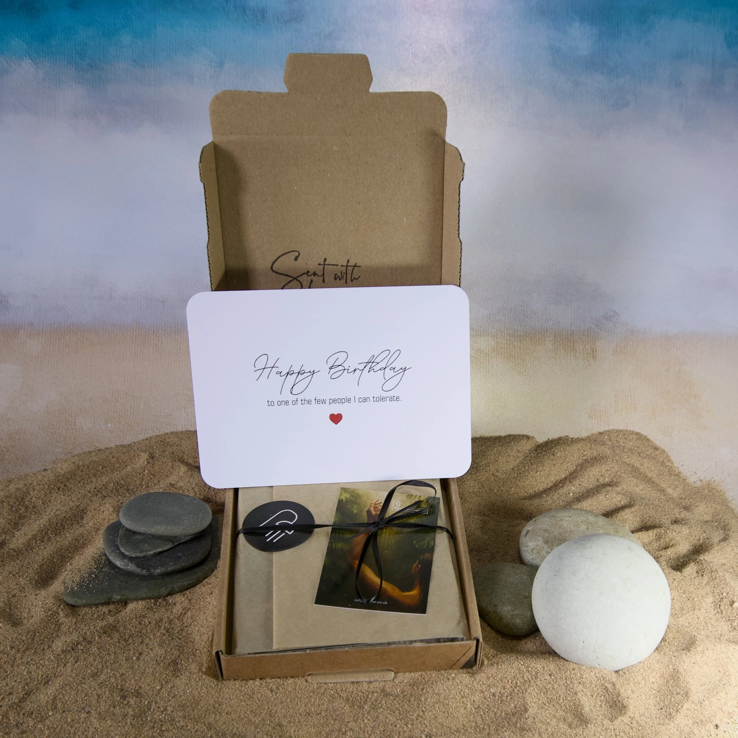 Happy Birthday to one of the few people I can tolerate... A funny, heartfelt text design postcard - Salty Note
