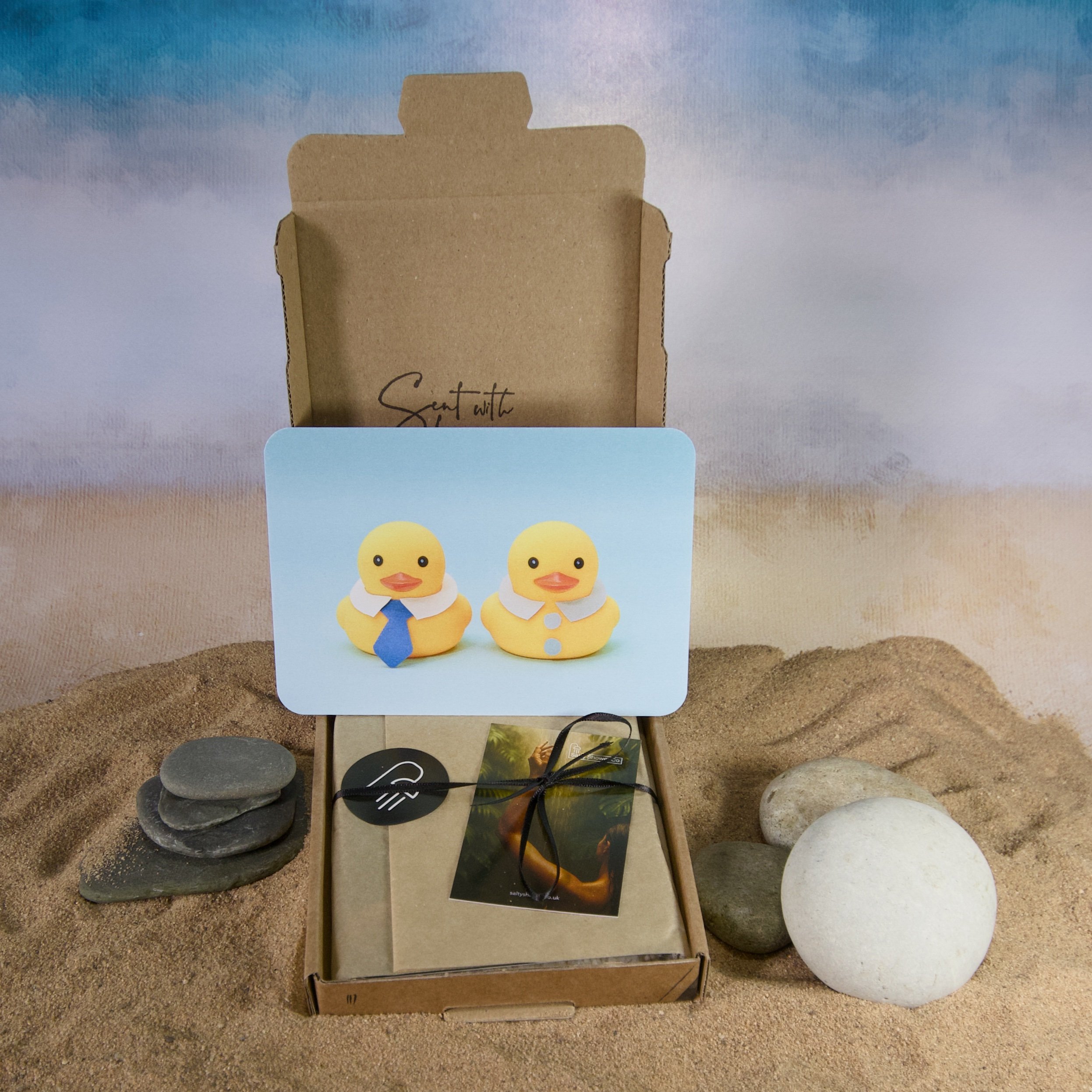 Lovey Ducky’s, an Interesting photograph of 2 runner ducks dressed as a boy with a tie and a girl with a white blouse collar - Salty Note