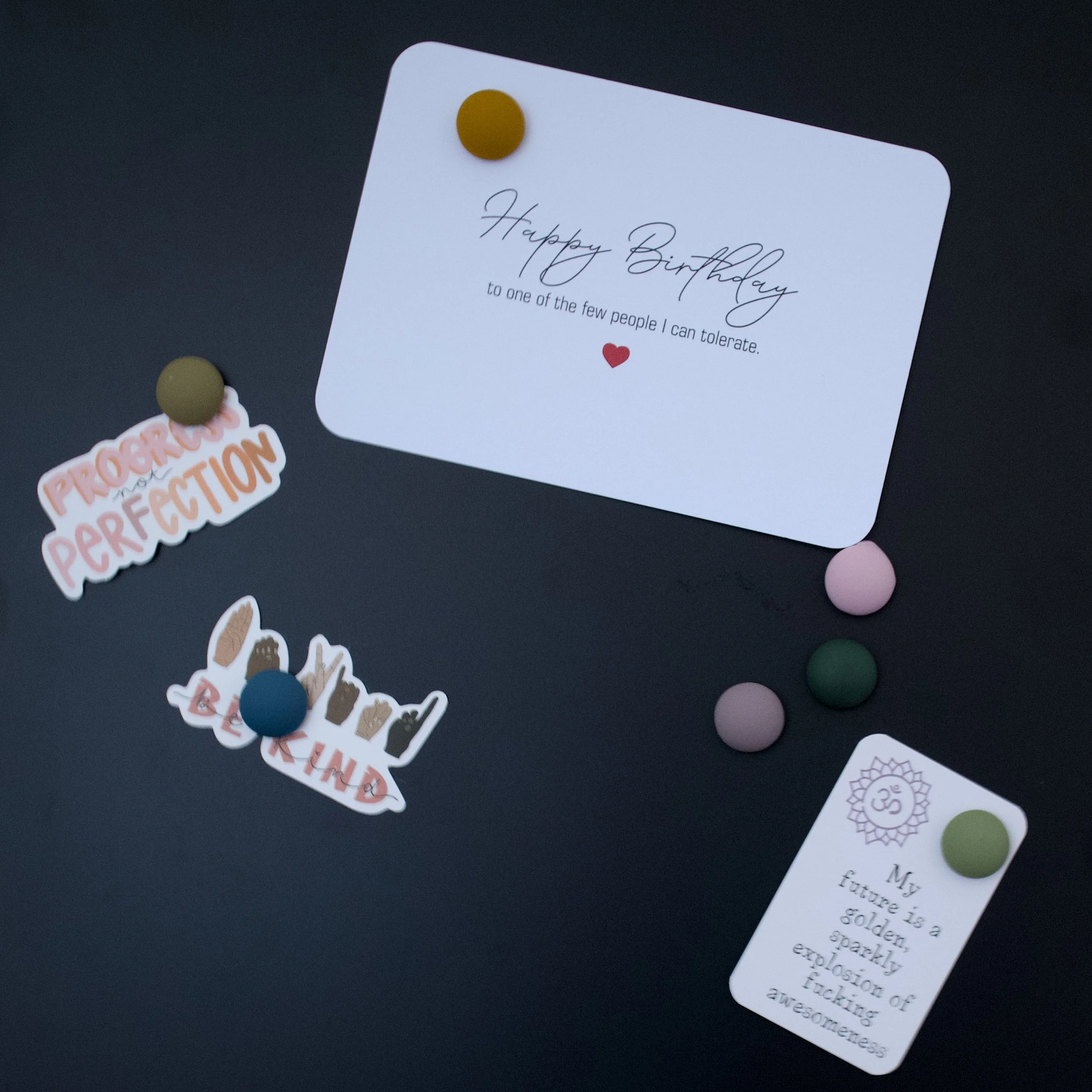 Happy Birthday to one of the few people I can tolerate... A funny, heartfelt text design postcard - Salty Note on a pinboard