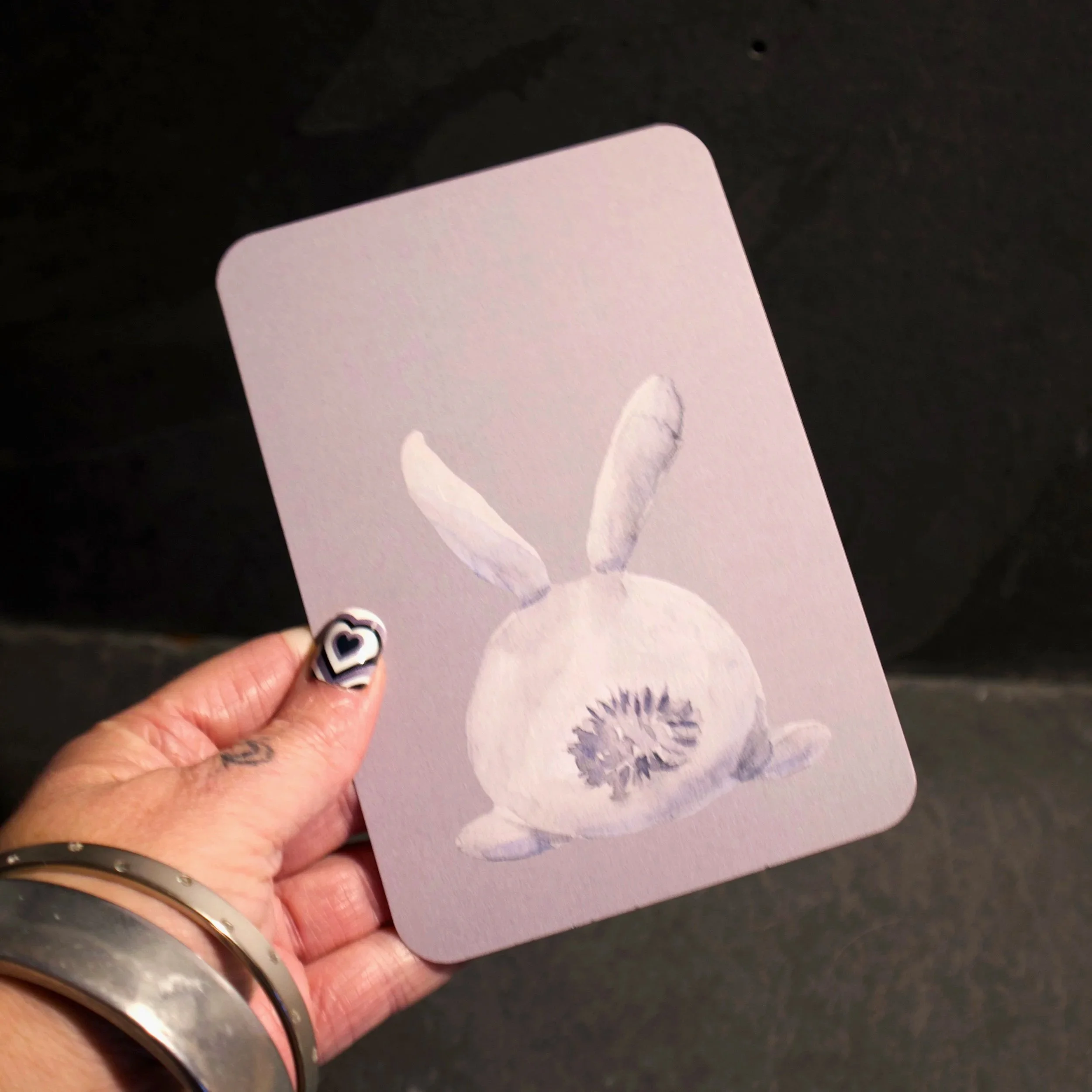 Bunny Butt! cute water colour illustration - Salty Note Postcard in a hand
