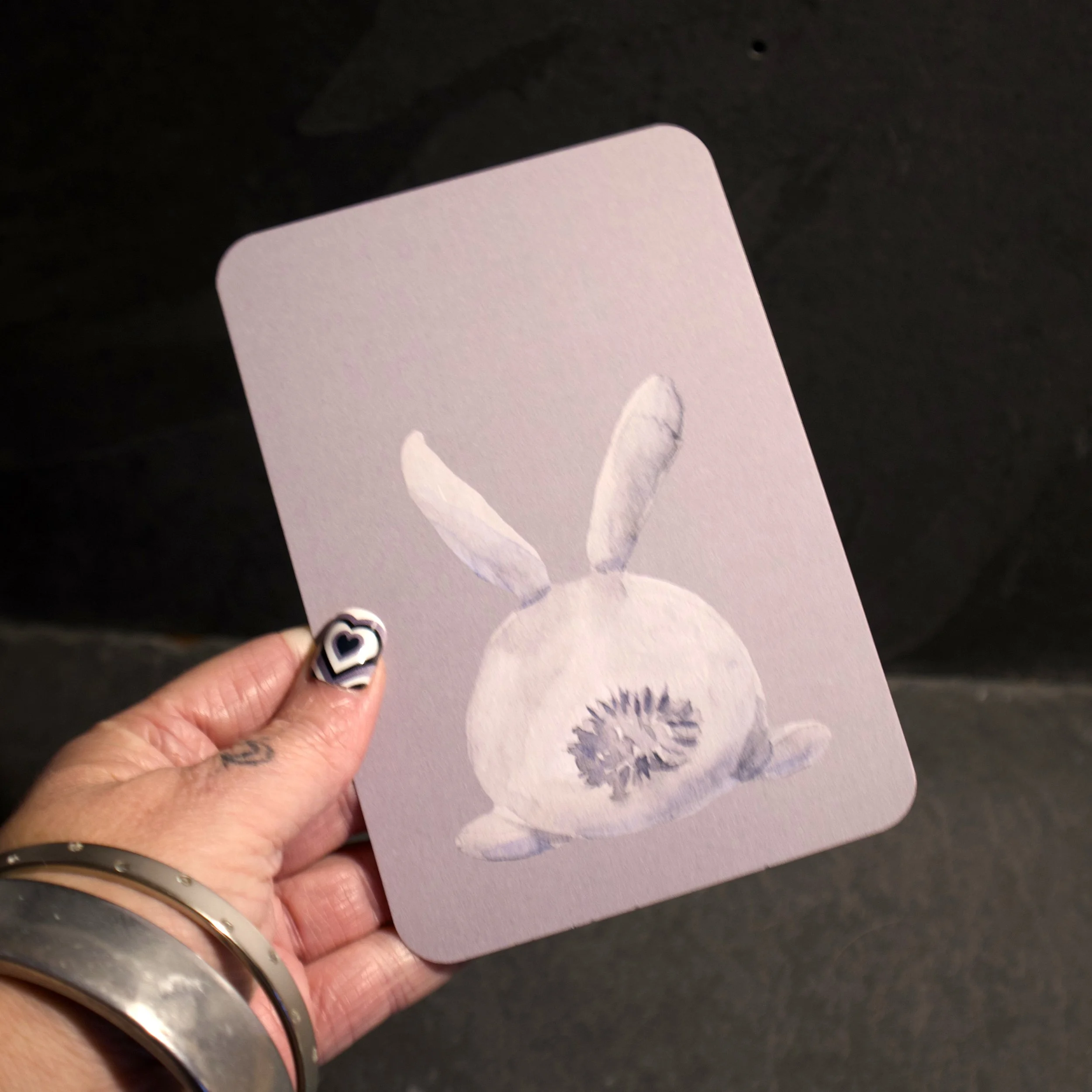 Bunny Butt! cute watercolour illustration - Salty Note