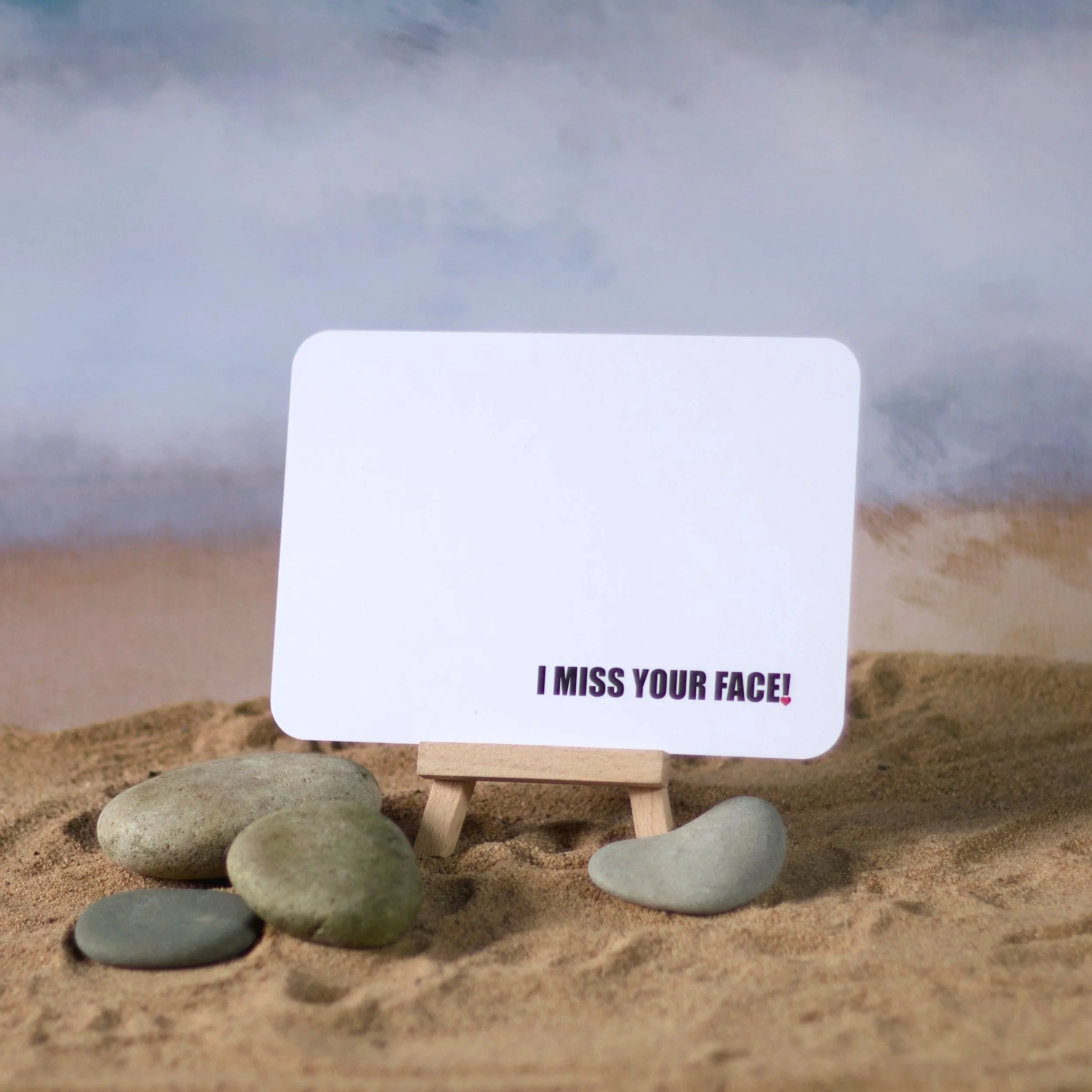 I MISS YOUR FACE!, funny text design postcard - Salty Note