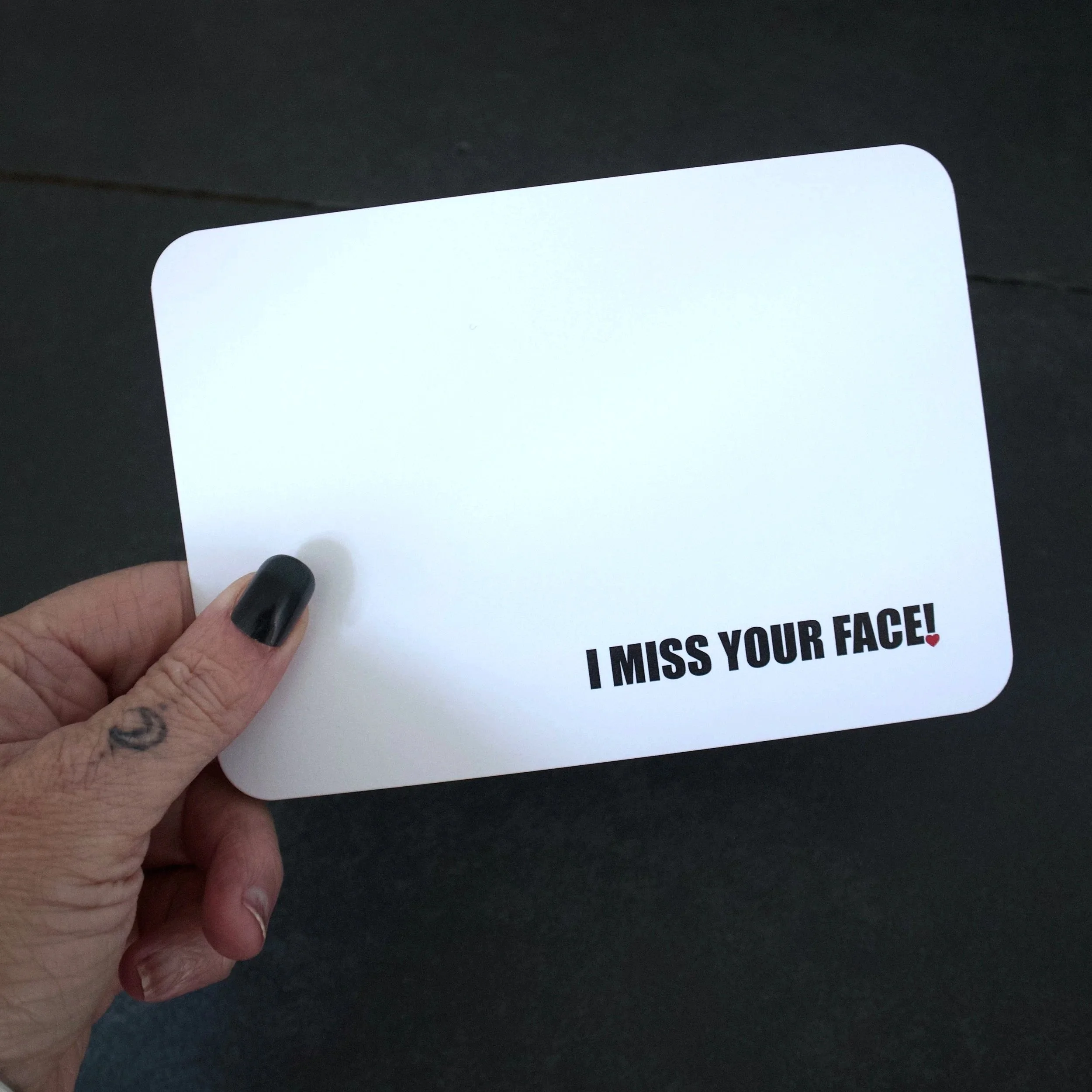 I MISS YOUR FACE!, funny text design postcard - Salty Note
