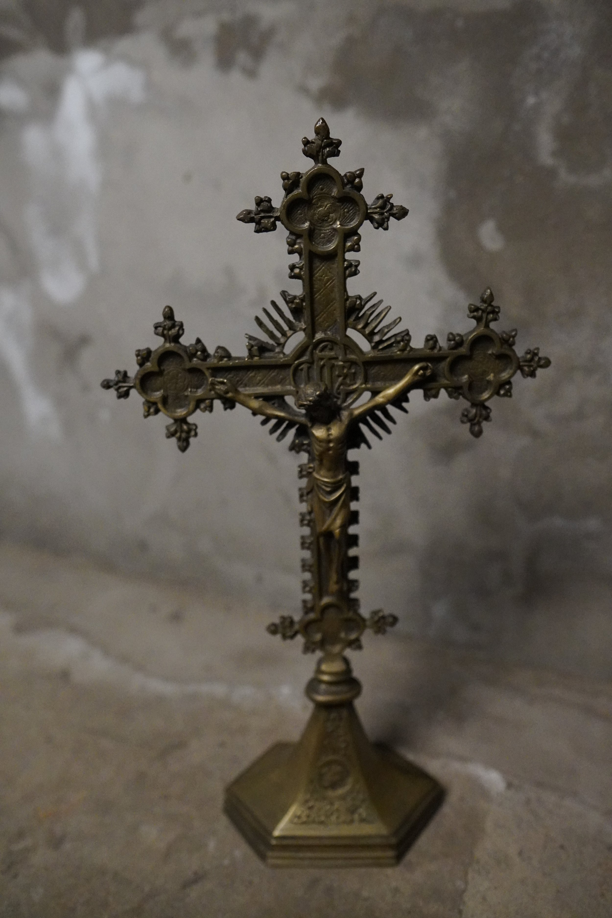 Antique Brass Church Crucifix