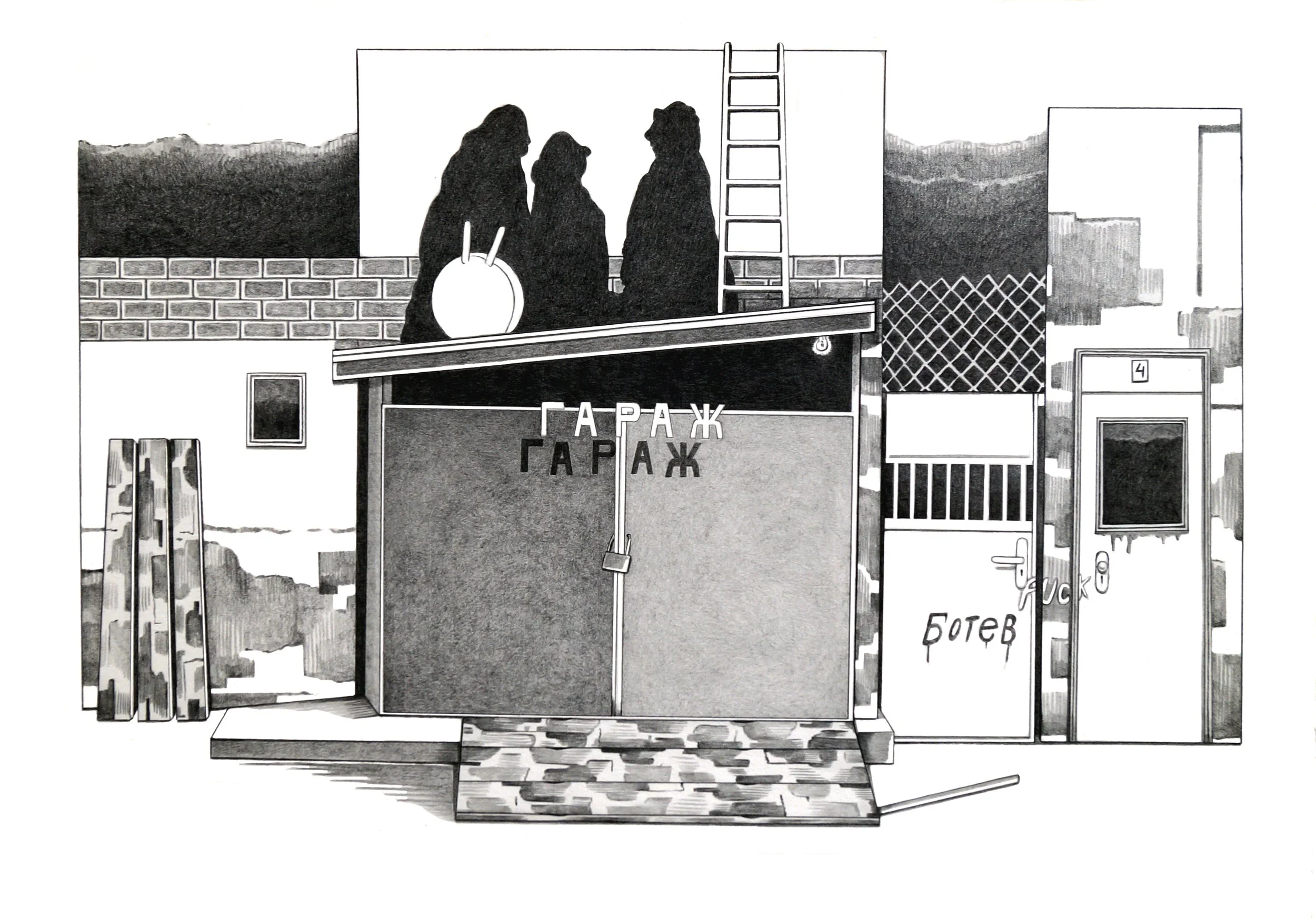 Garage // Pencil on paper // 35 x 50 cm // 2019