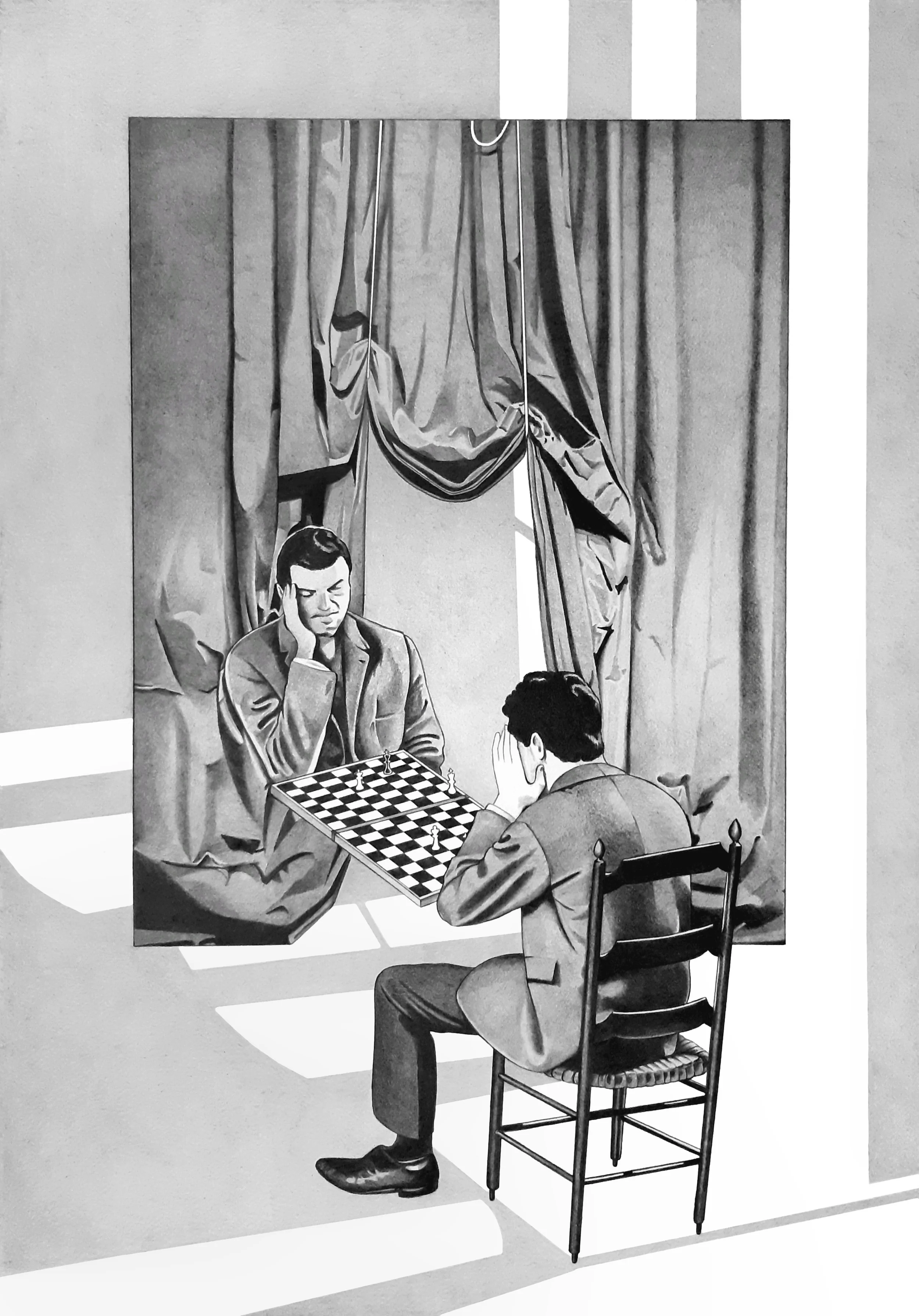 Checkmate // Pencil on paper // 50 x 25 cm // 2026