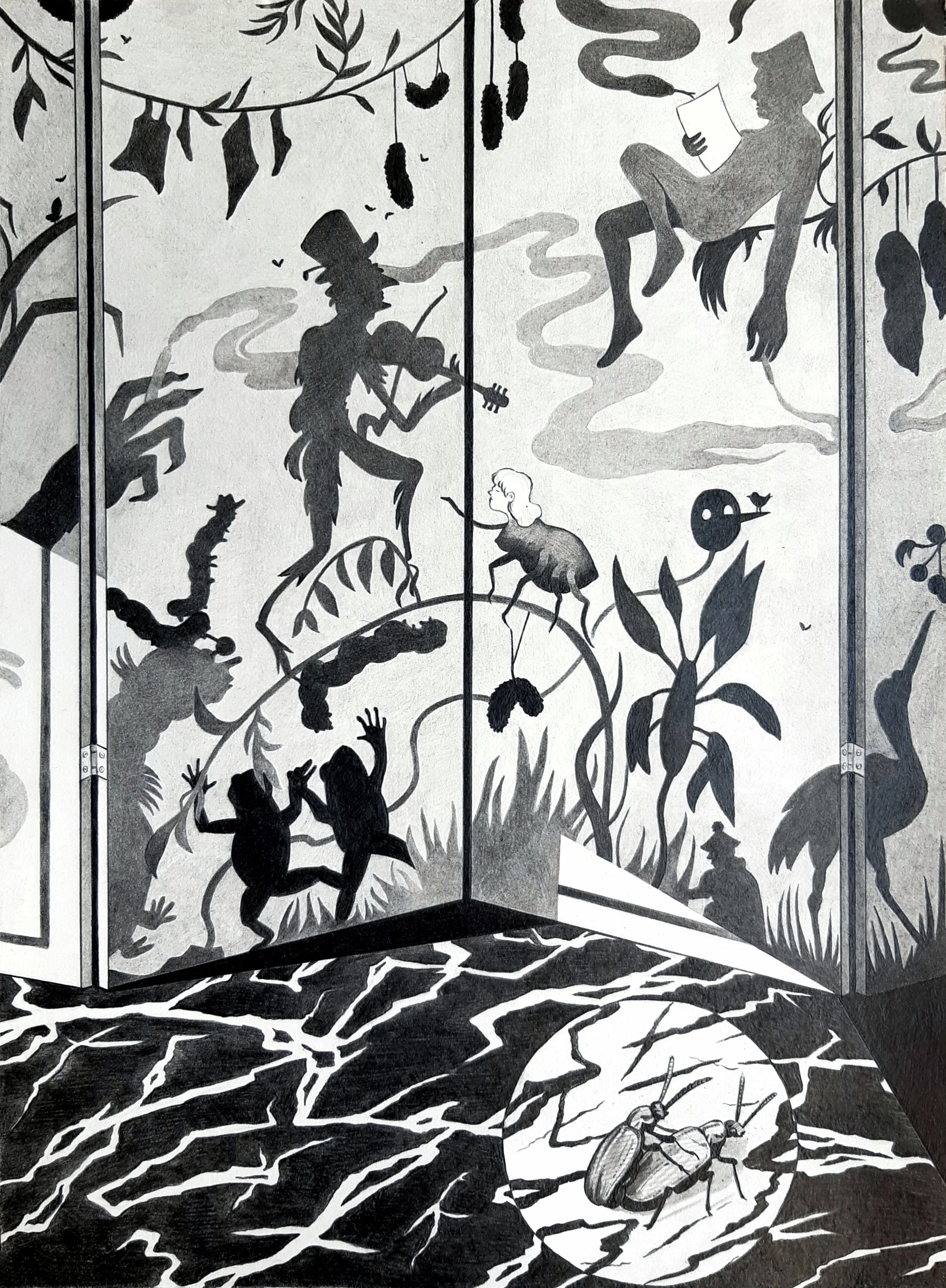 Paravent (Bug love) // Pencil on paper // 35 x 25 cm // 2022 // SOLD