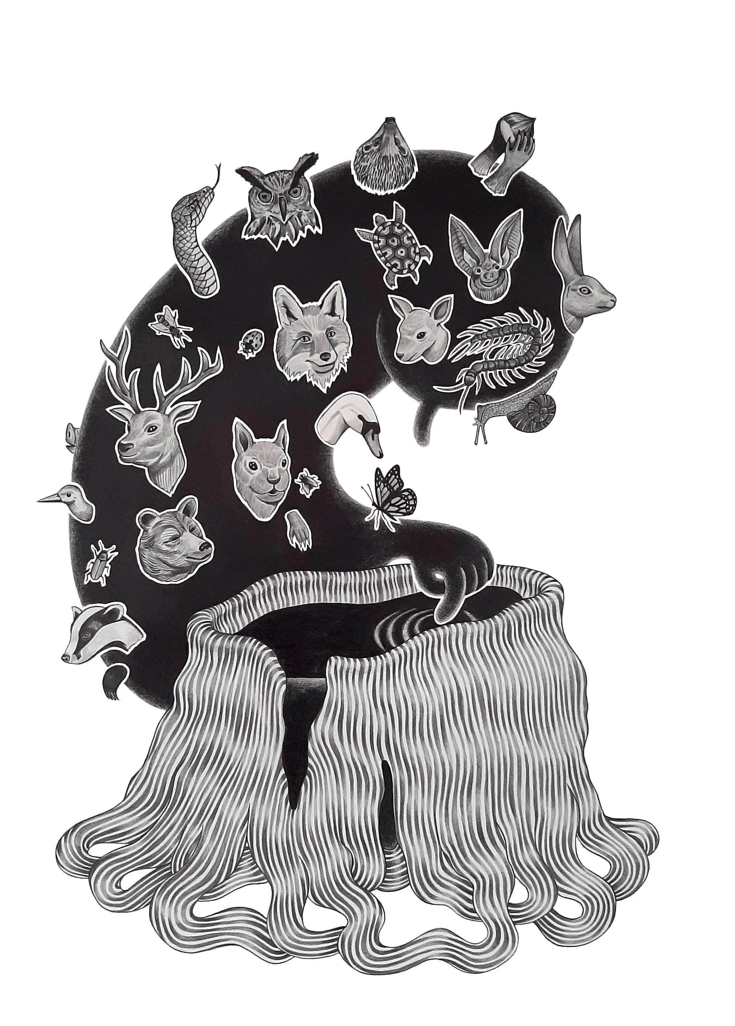 Kodama // Pencil on paper // 50 x 35 cm // 2023 // SOLD