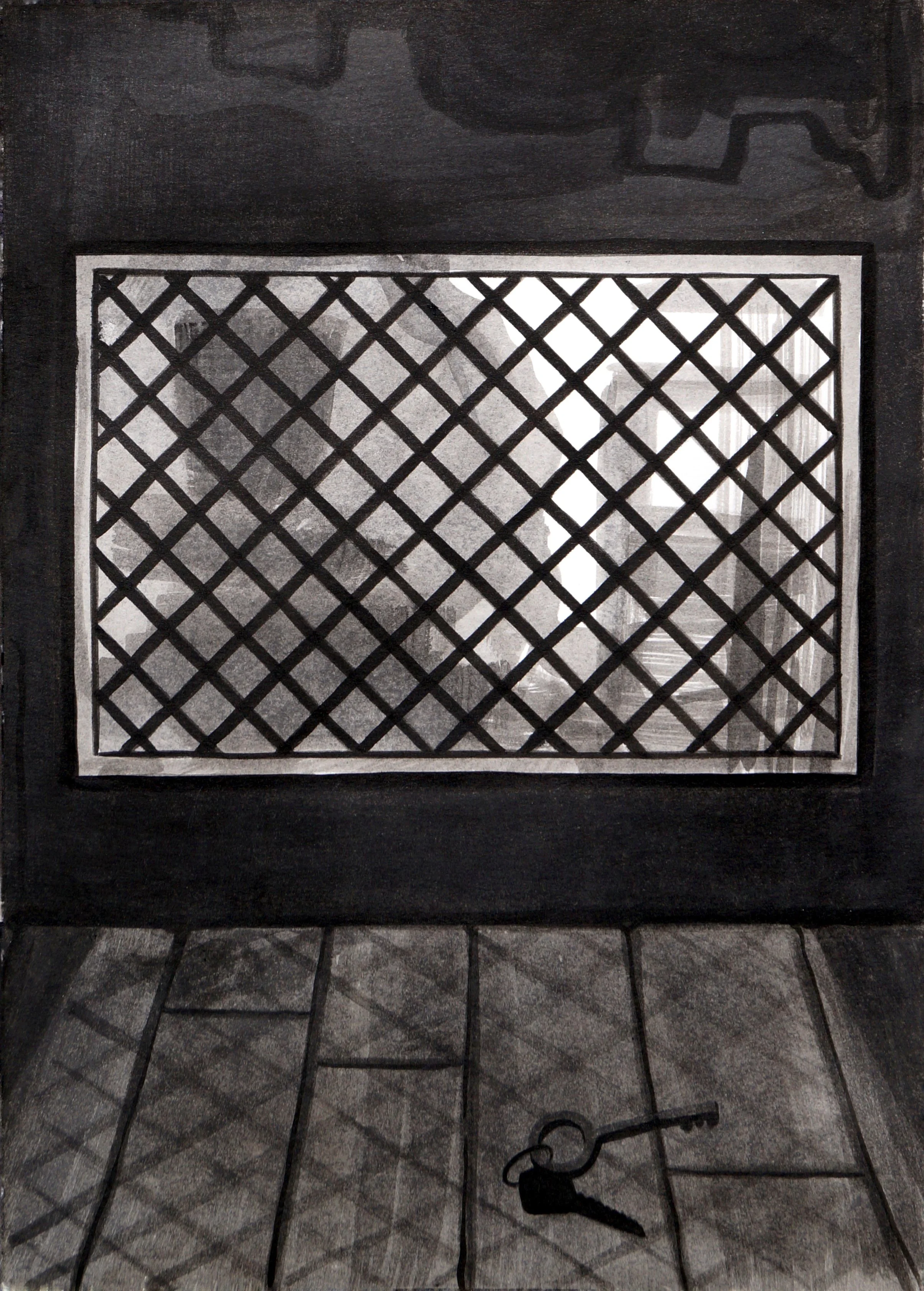 Im Keller brennt noch Licht // Ink on paper //35 x 25 cm // 2020