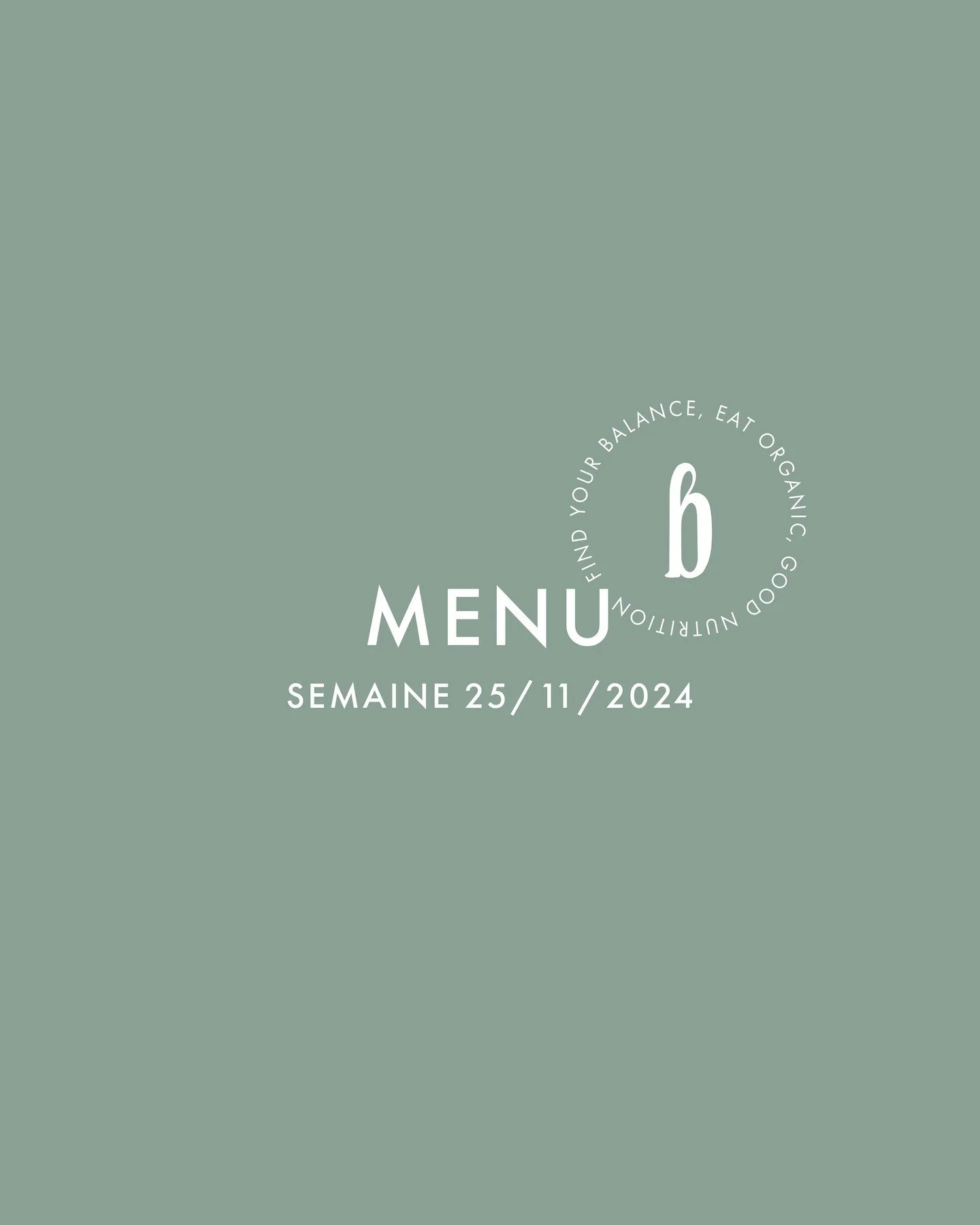 Nouveau menu 👩&zwj;🍳
Semaine 25 novembre :

🚐 Pour une livraison lundi prochain
Commandez avant ce vendredi 15 novembre 18h

1&bull; Tajine de poulet aux olives 🫒
🌱 option VG : pois chiches

2&bull; Saumon basse temp&eacute;rature 🌰
🌱 option V