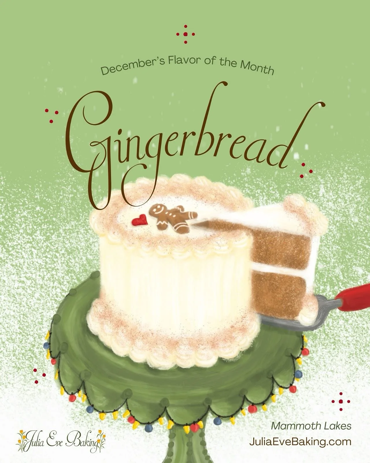 December&rsquo;s Cake of the Month is&hellip; Gingerbread!⛄️

Ring in the winter snow with a spiced gingerbread cake topped with a light cream cheese frosting❄️☕️

Perfect for any occasion (or no occasion needed!)✨