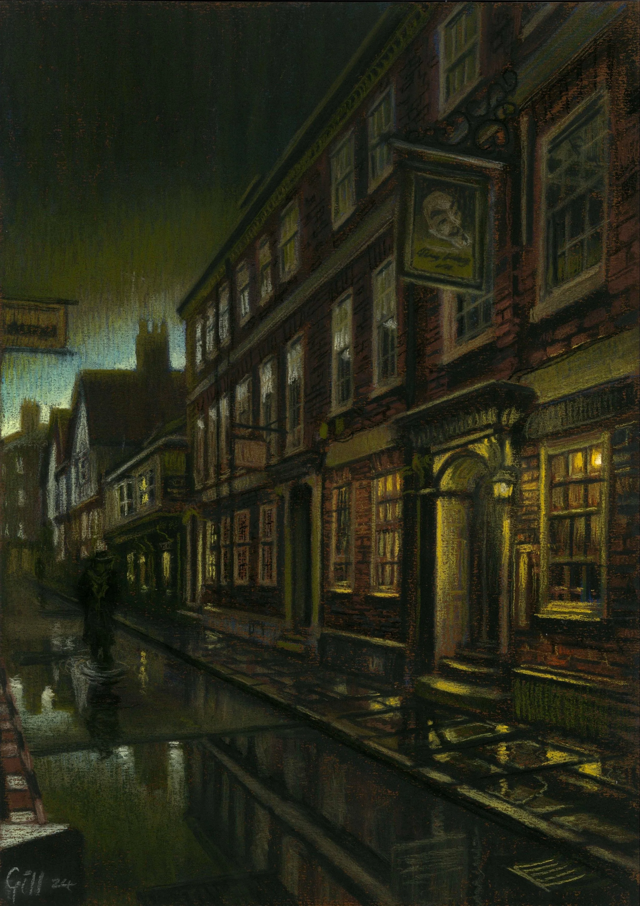 'Guy Fawkes Inn, High PeterGate'. 2024. Pastel on paper. 