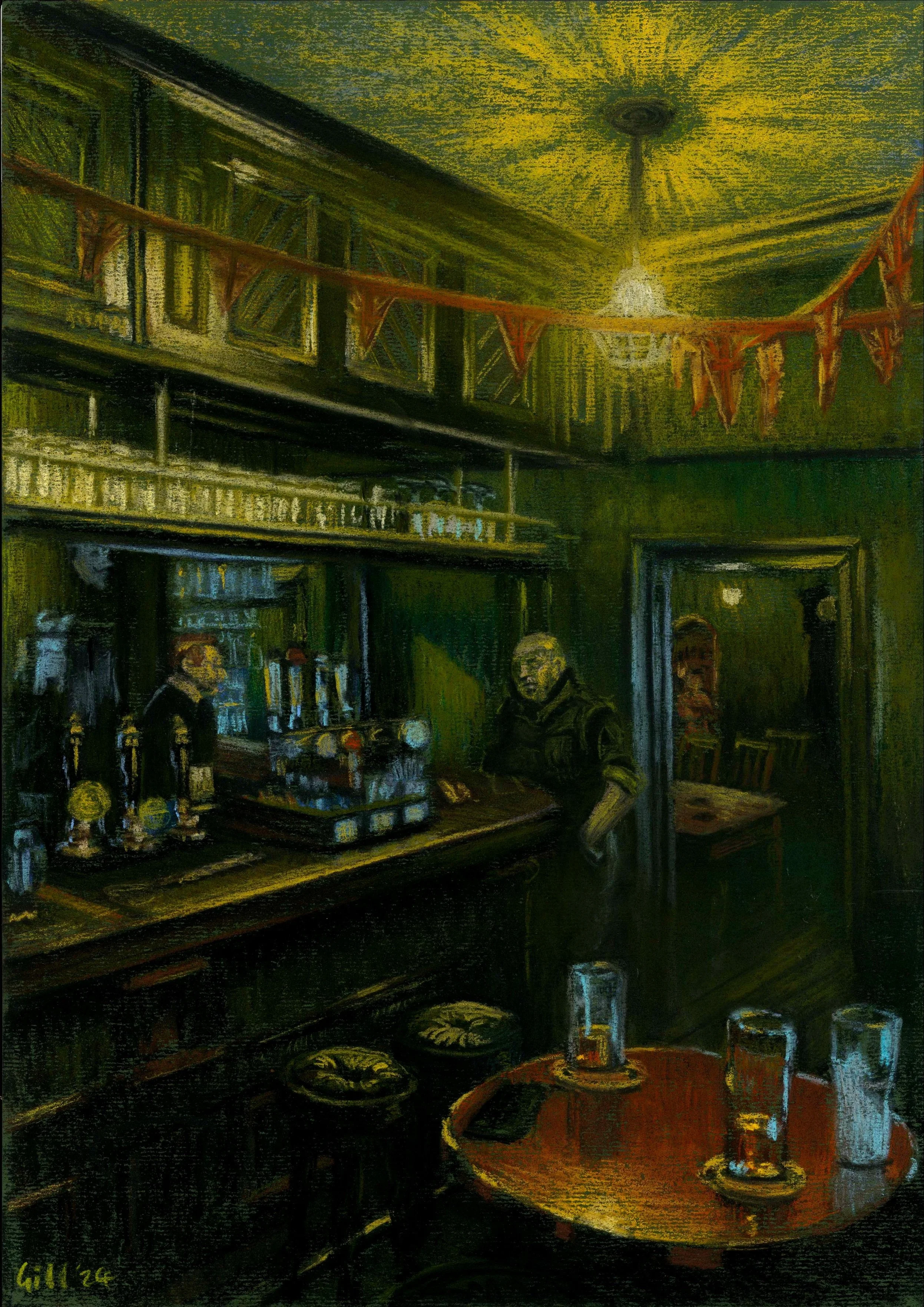 'The Guy Fawkes Inn'. 2024. Pastel on paper. 