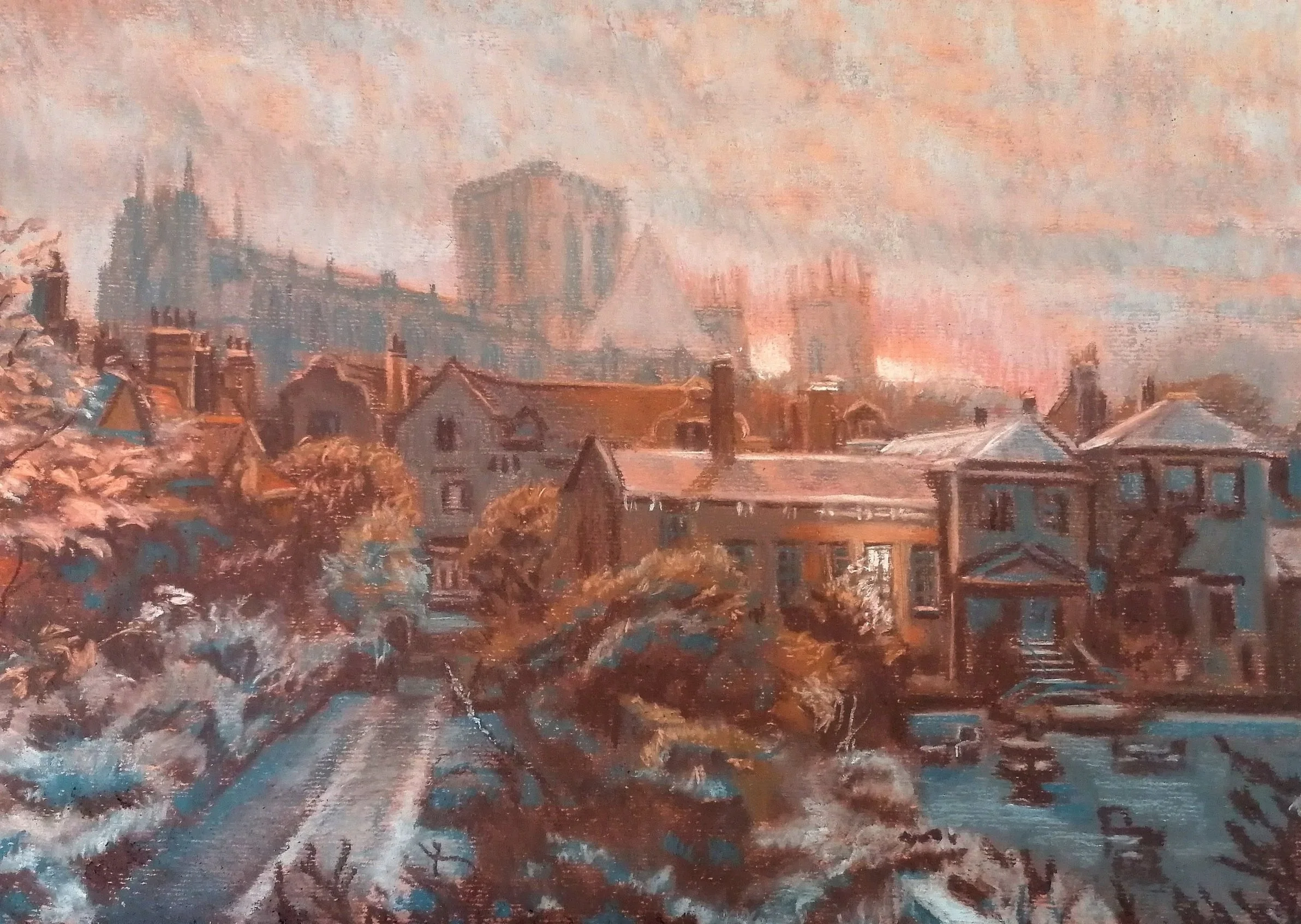 'Minster from the Walls no.1'. 2024. Pastel on paper. 