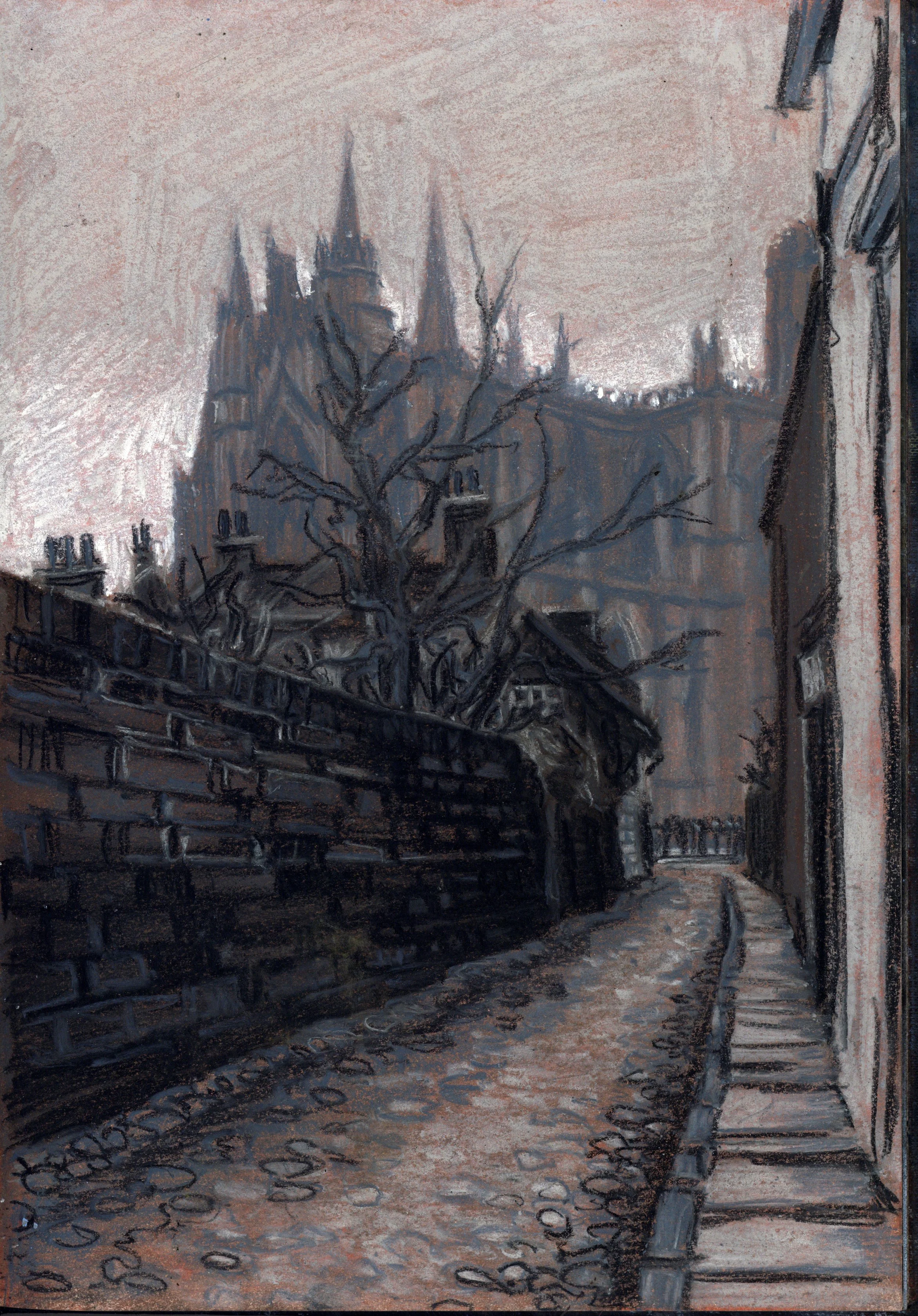 'End of Chapter House Street'. 2024. Pastel on paper. 