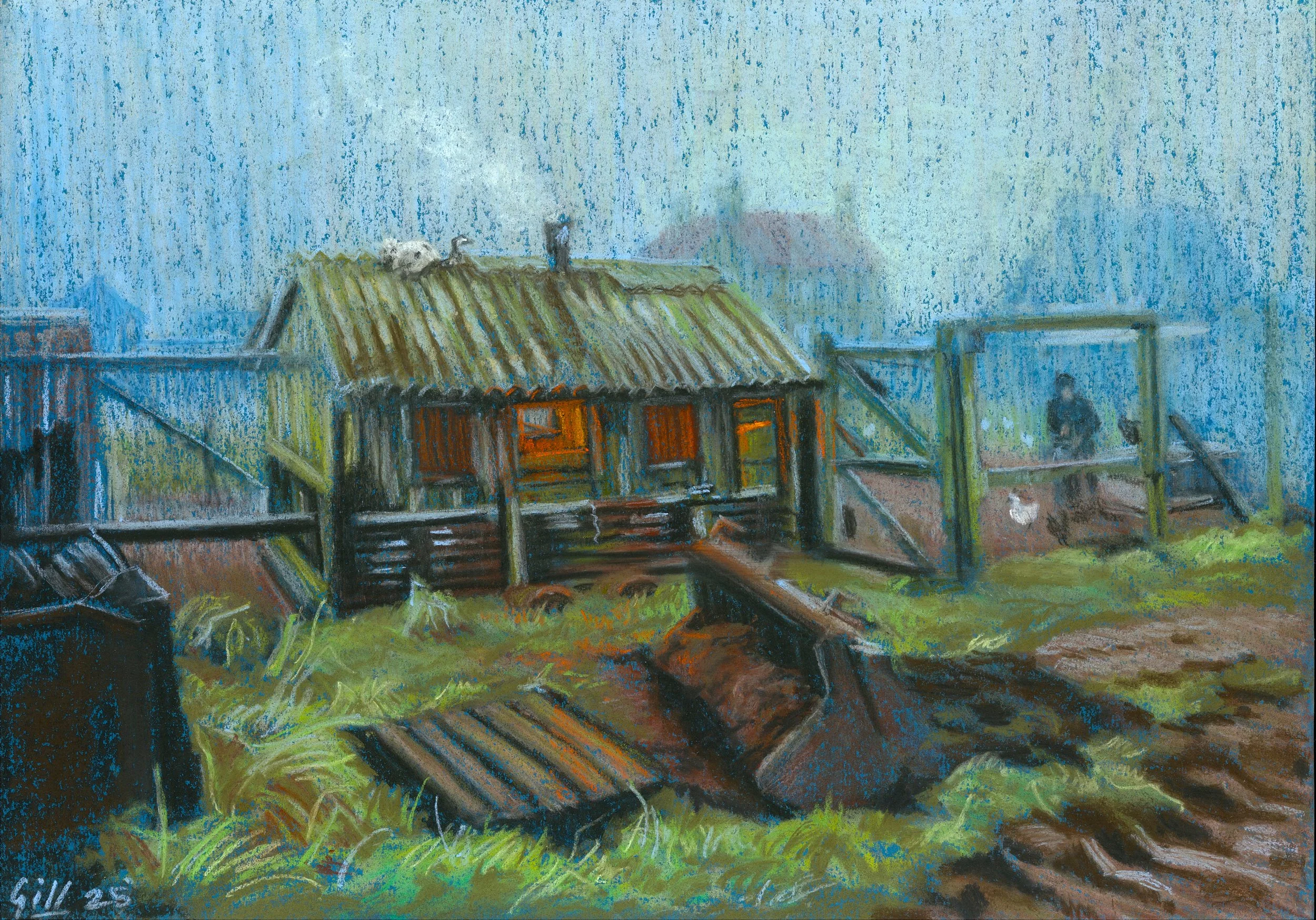 'Scackleton Farmer'. 2025. Pastel on paper. 