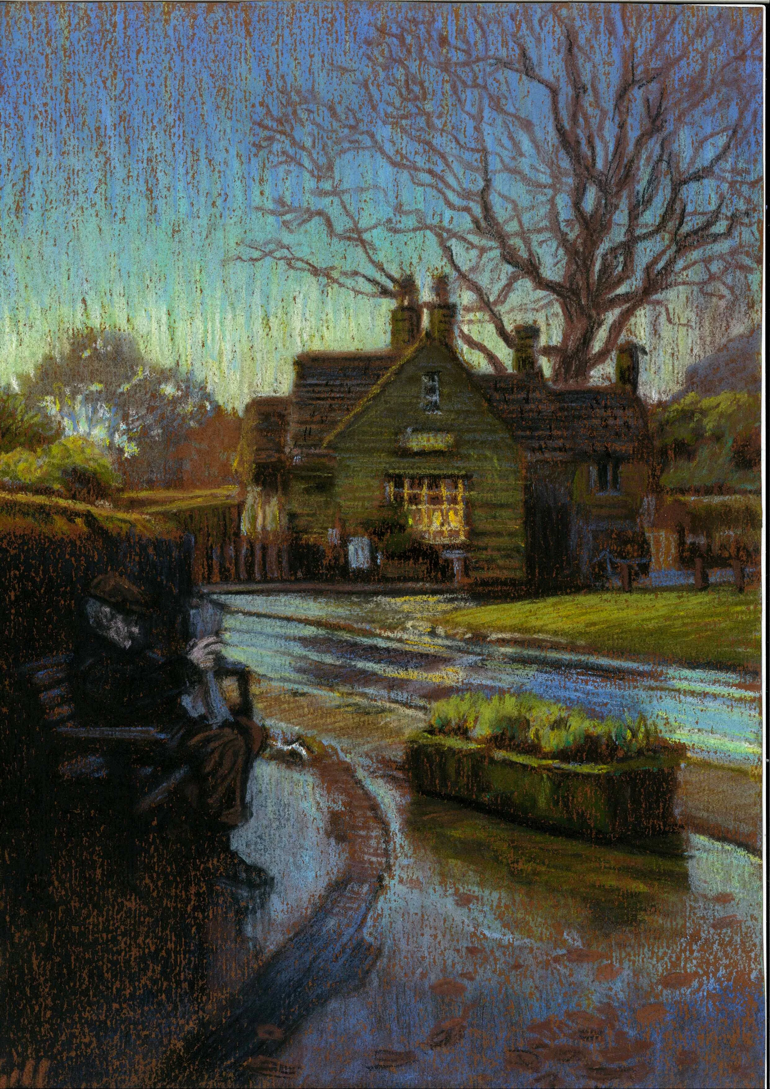 'Tea on the Green'. 2024. Pastel on paper. 