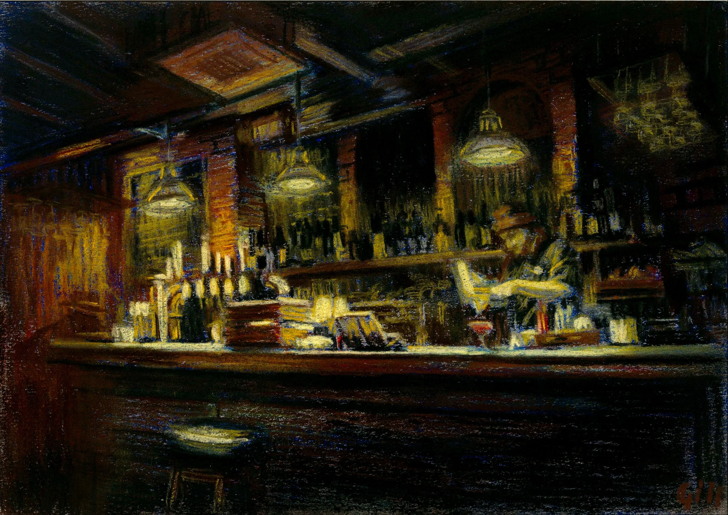 Pastel drawing of Foss gate social pub, York.
