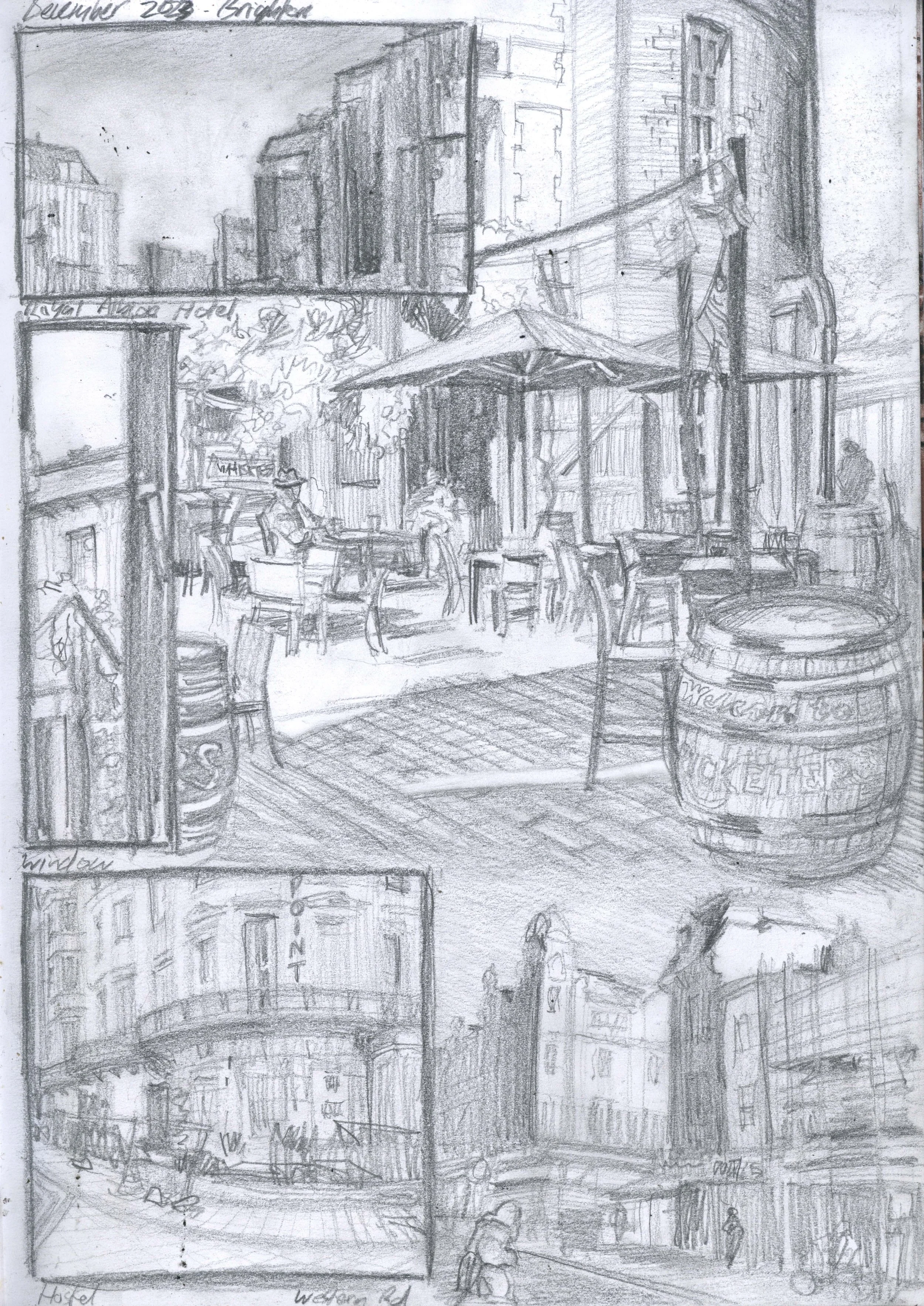 I usually do thumbnail sketches before starting a larger piece. 