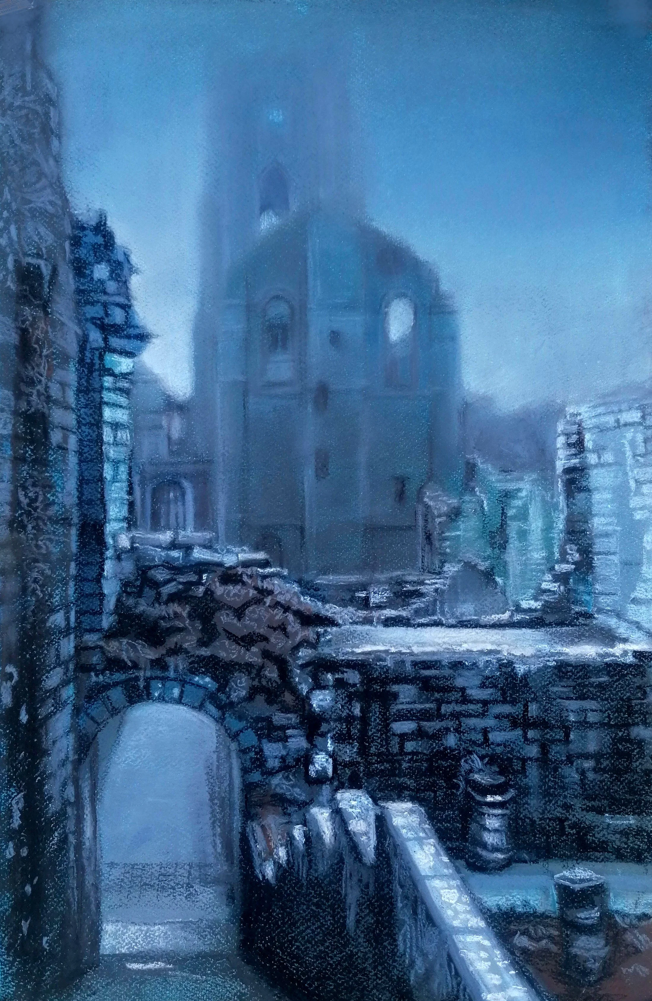 'Fountains Abbey'. 2024. Pastel on paper. 