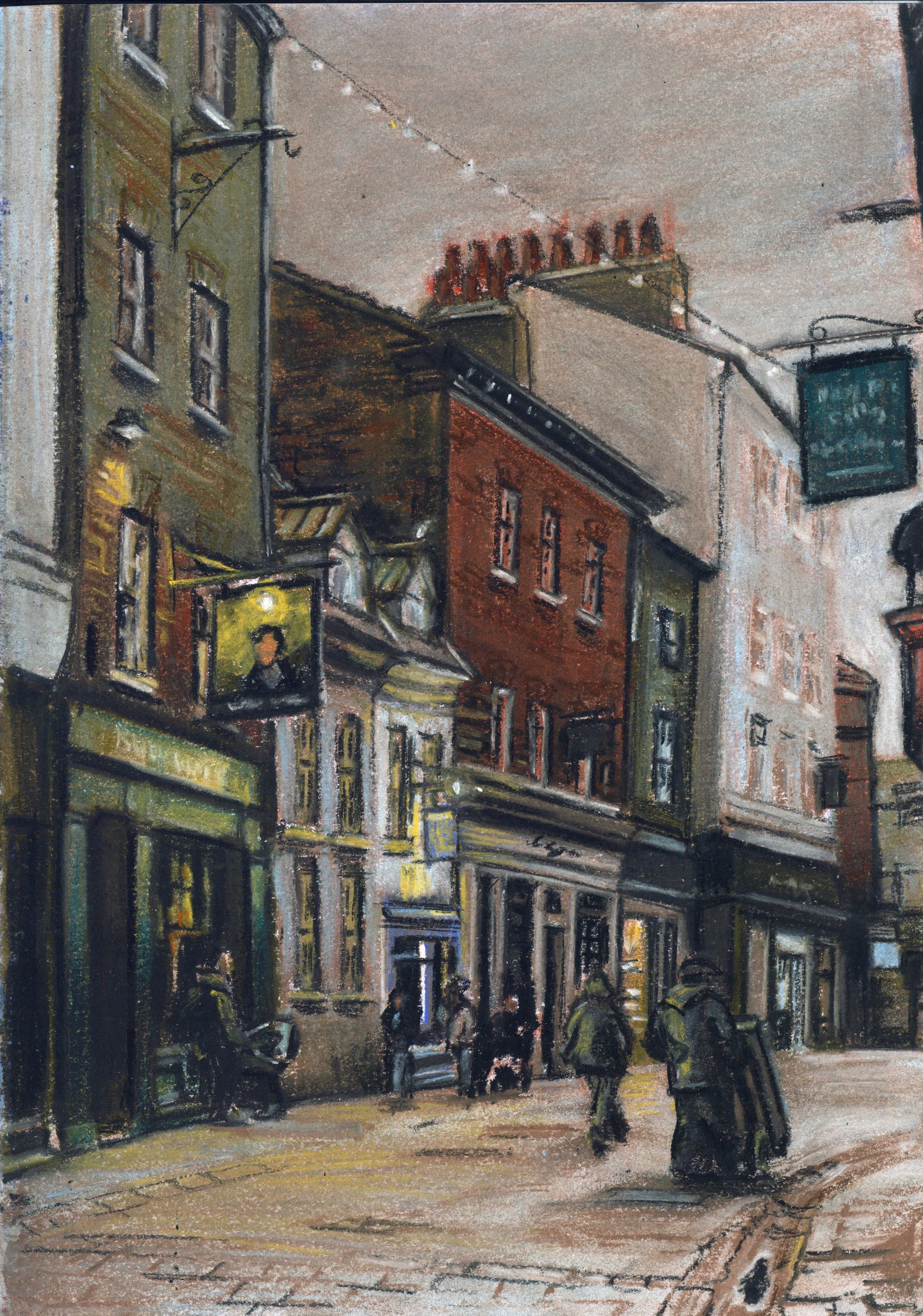 'Market Street'. 2023. Pastel on paper. 