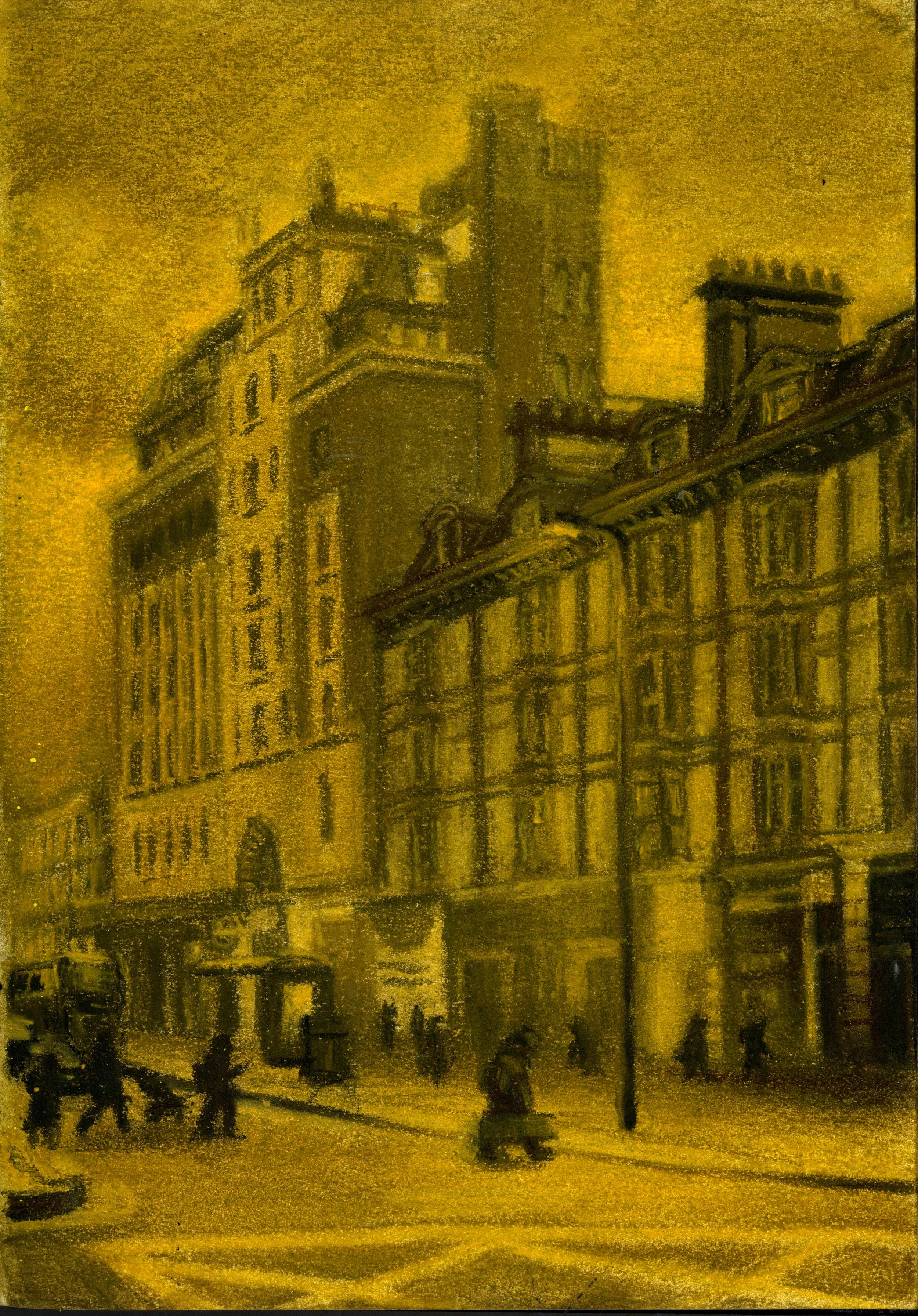 'London'. 2024. Pastel on paper. 