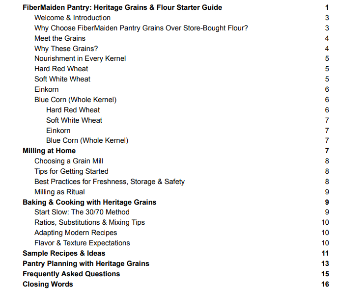 Hertitage Grains and Flour Starter Guide Table of Contents 1.png