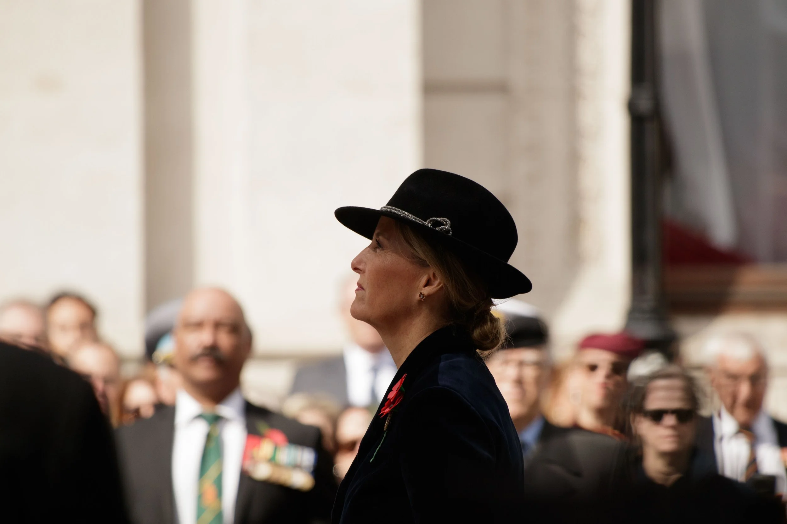 Duchess of Edinburgh, Sophie, attends the Cenotaph commemorations on Anzac Day to place a wreath and pay her respects. The national day of remembrance in Australia commemorates all Australians and New Zealanders who served and died in war specificall