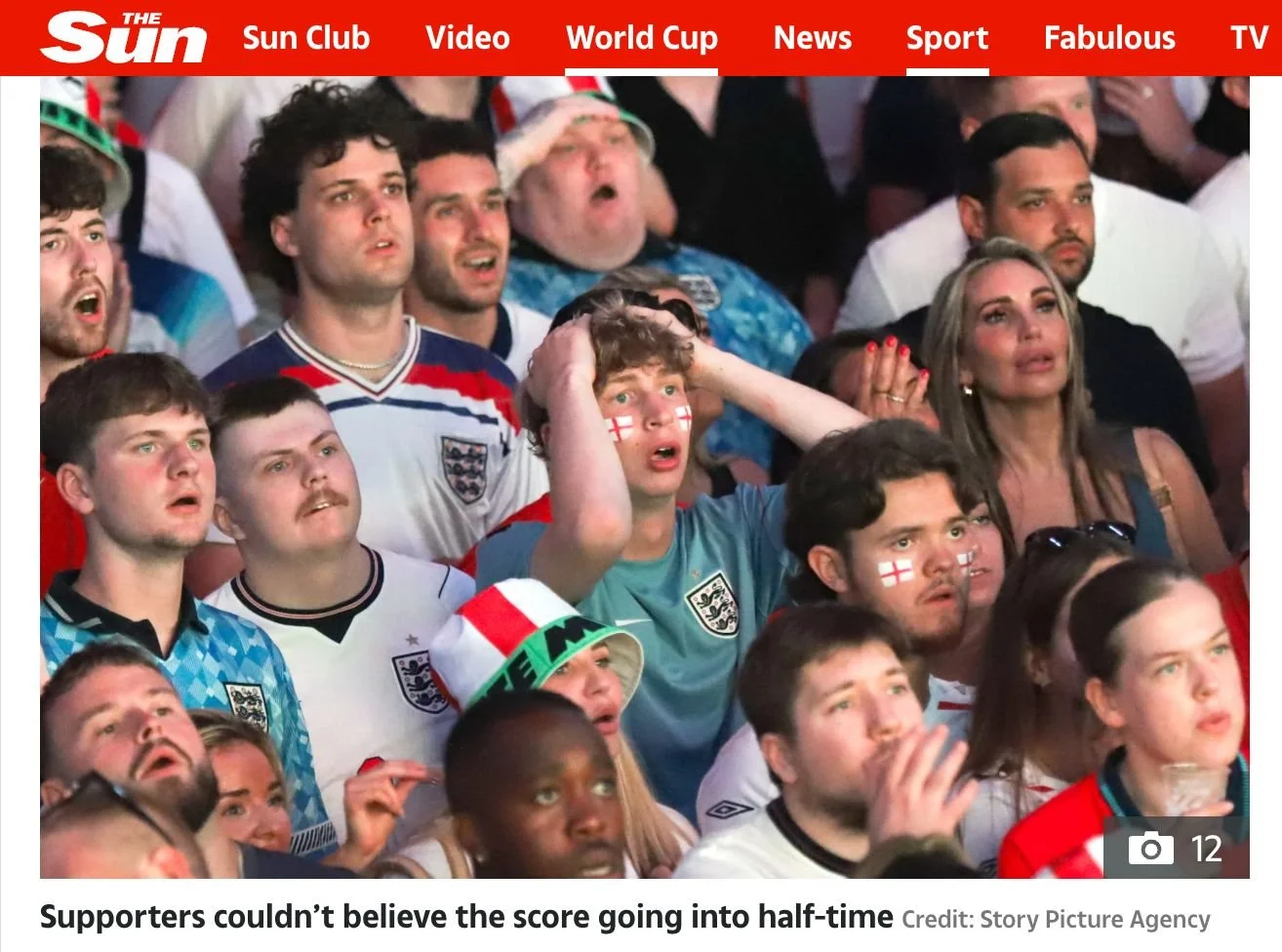 The Sun - England fans watch Panama play against England in dismay as the score remains 0-0 at half time.